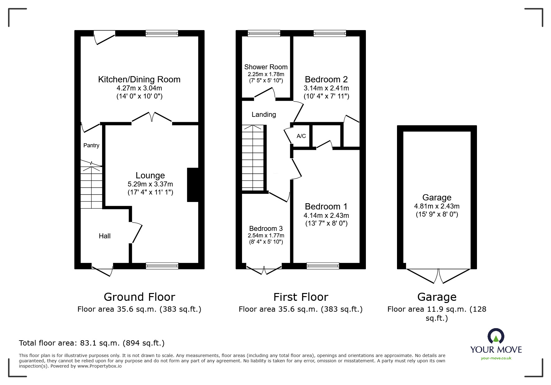 Floorplan of 3 bedroom Semi Detached House for sale, Cotmanhay Road, Ilkeston, Derbyshire, DE7