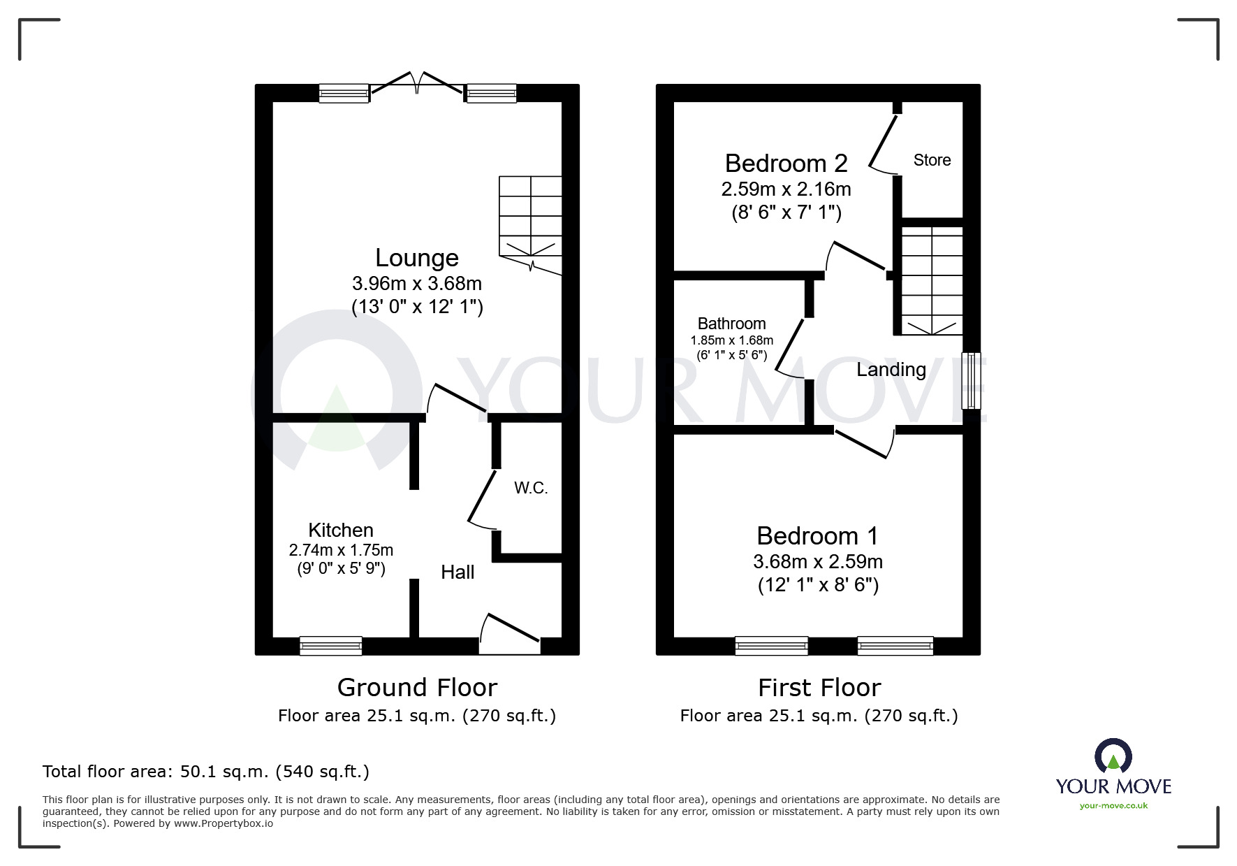Floorplan of 2 bedroom Semi Detached House to rent, South View, Laburnum Avenue, Nottingham, NG17