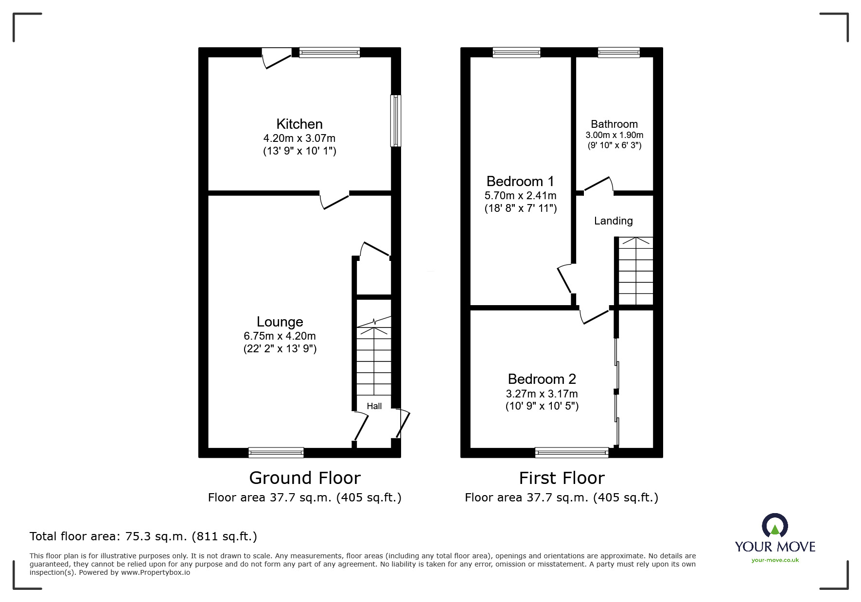 Floorplan of 2 bedroom Semi Detached House to rent, Derbyshire Drive, Ilkeston, Derbyshire, DE7