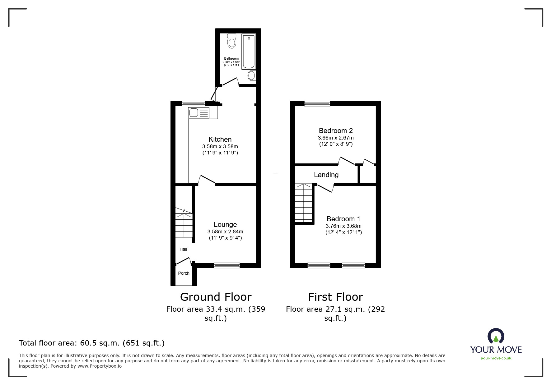 Floorplan of 2 bedroom Semi Detached House for sale, Milton Road, Derbyshire, DE7