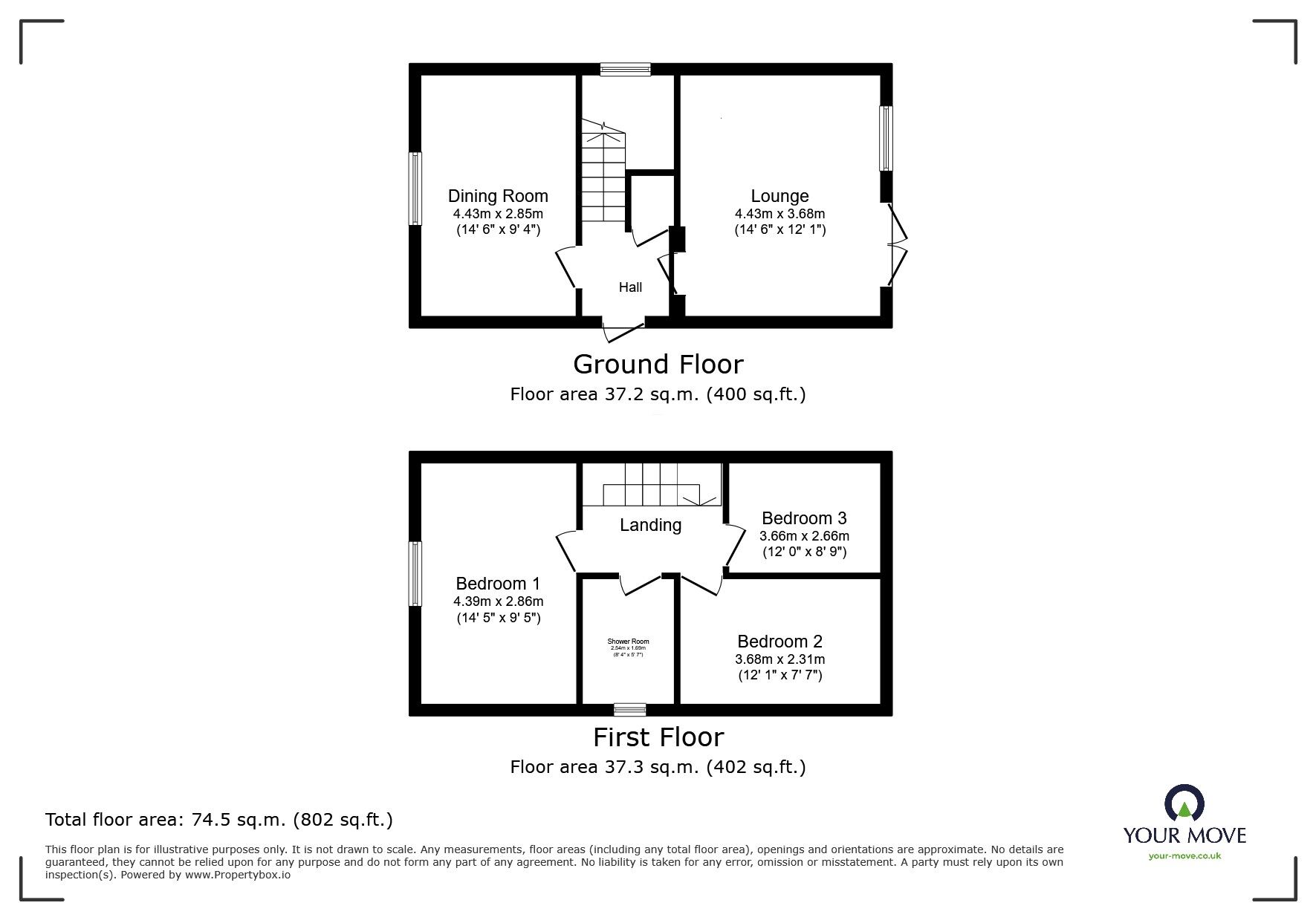 Floorplan of 3 bedroom Semi Detached House for sale, Lambton Close, Derbyshire, DE7