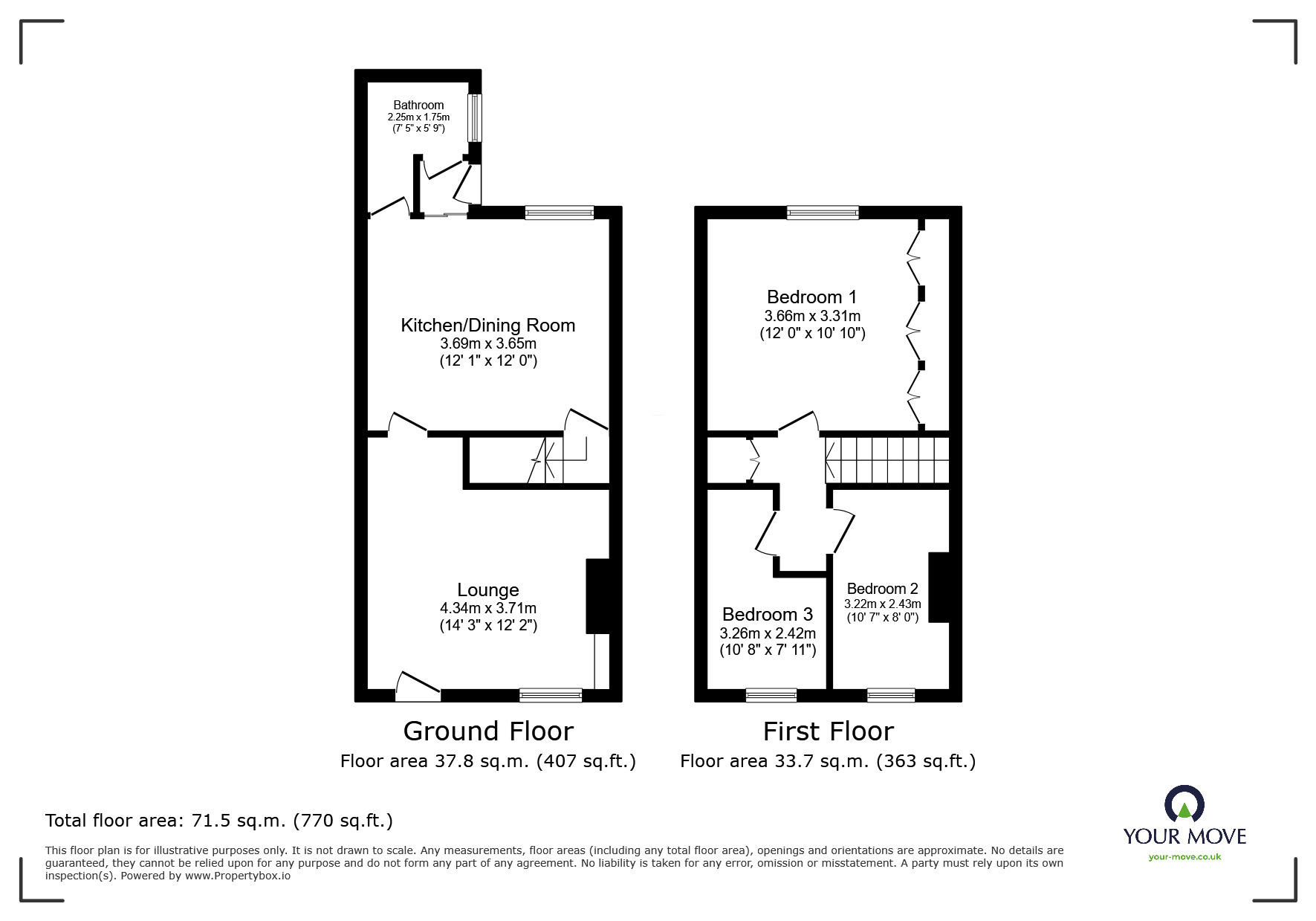 Floorplan of 3 bedroom Mid Terrace House for sale, Stratford Street, Ilkeston, Derbyshire, DE7
