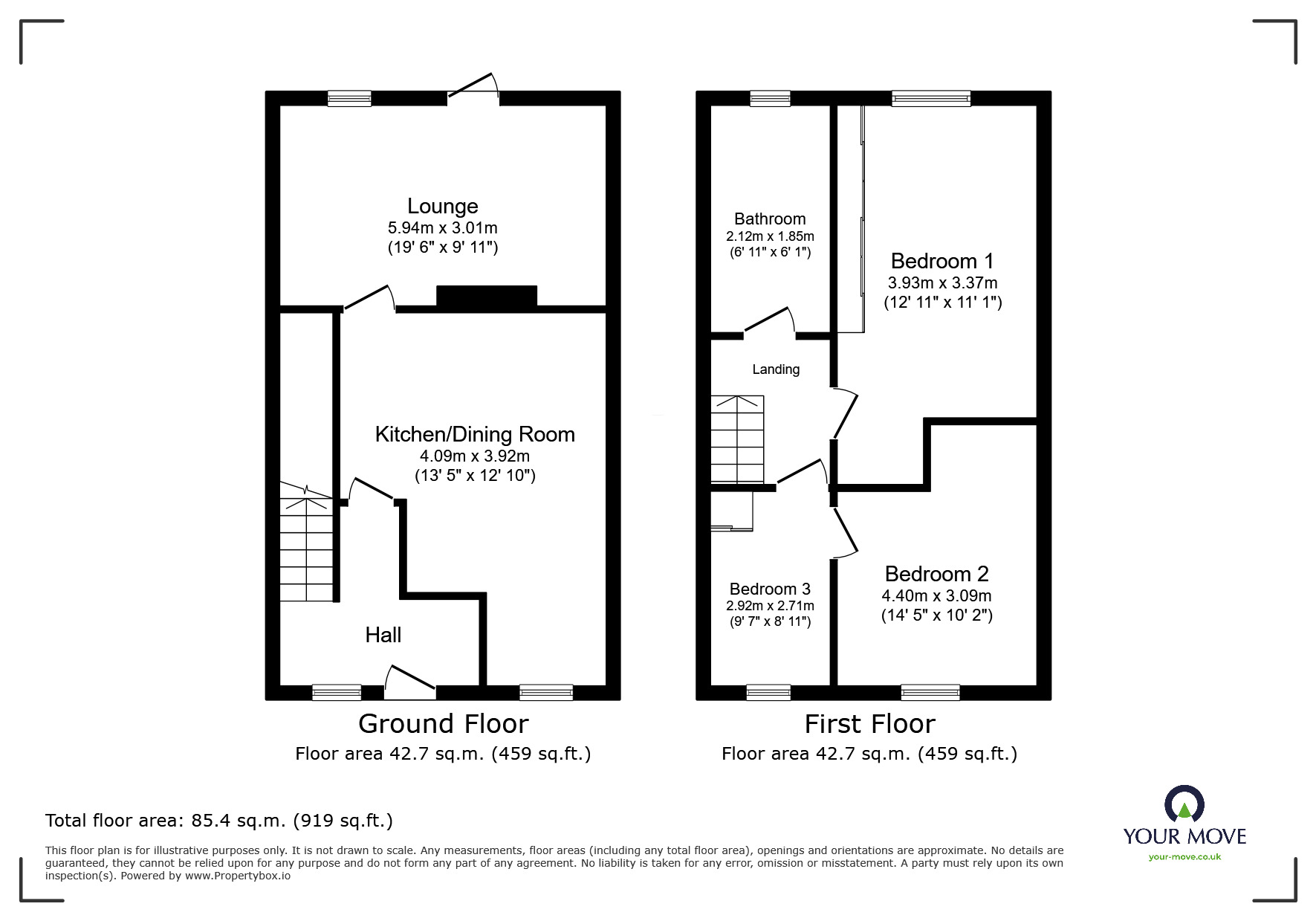 Floorplan of 3 bedroom Semi Detached House for sale, Depedale Avenue, Ilkeston, Derbyshire, DE7
