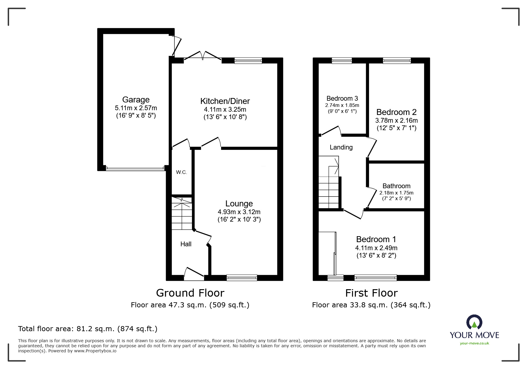 Floorplan of 3 bedroom Semi Detached House to rent, Lily of the Valley, Sutton-in-Ashfield, Nottinghamshire, NG17