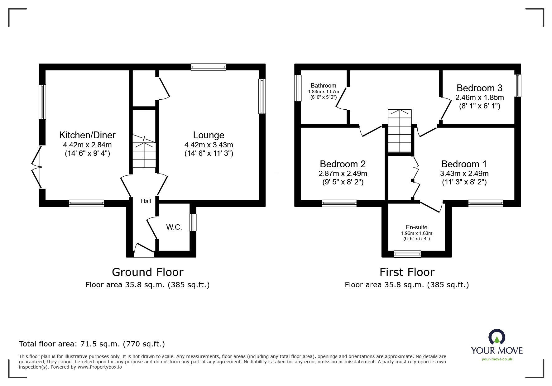 Floorplan of 3 bedroom Detached House to rent, Lily of the Valley, Sutton-in-Ashfield, Nottinghamshire, NG17
