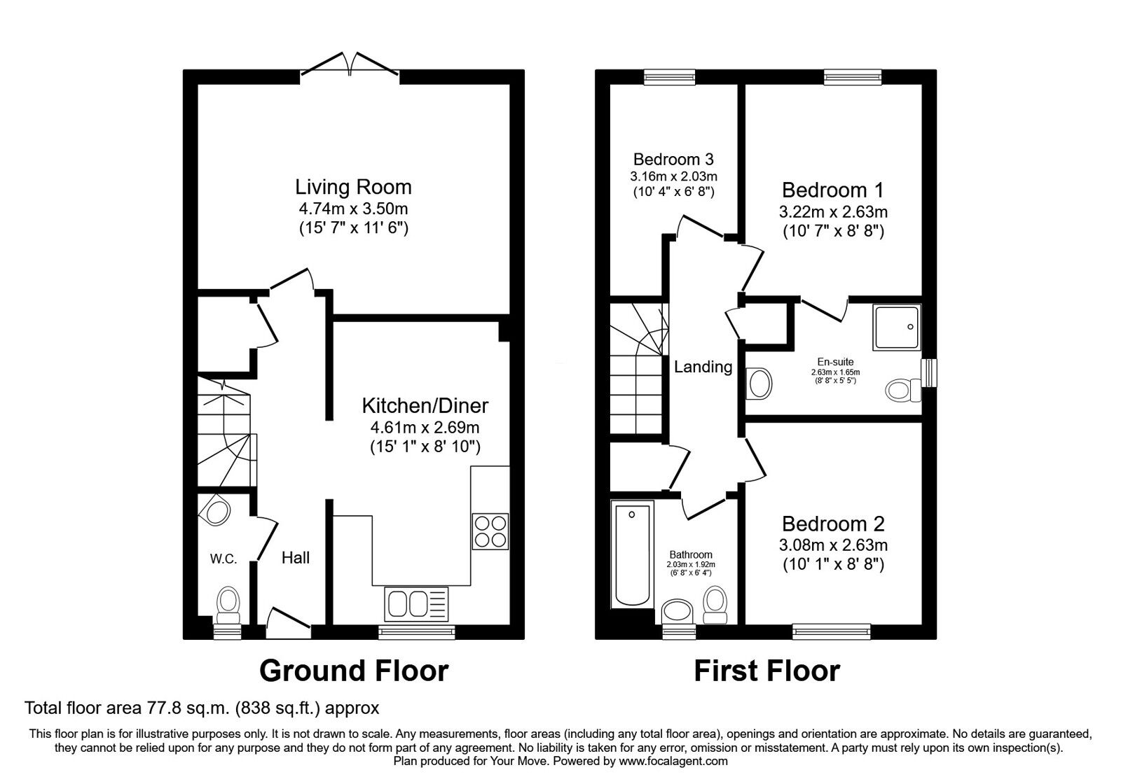 Floorplan of 3 bedroom Detached House for sale, Brelsford Close, Bramcote, Nottinghamshire, NG9