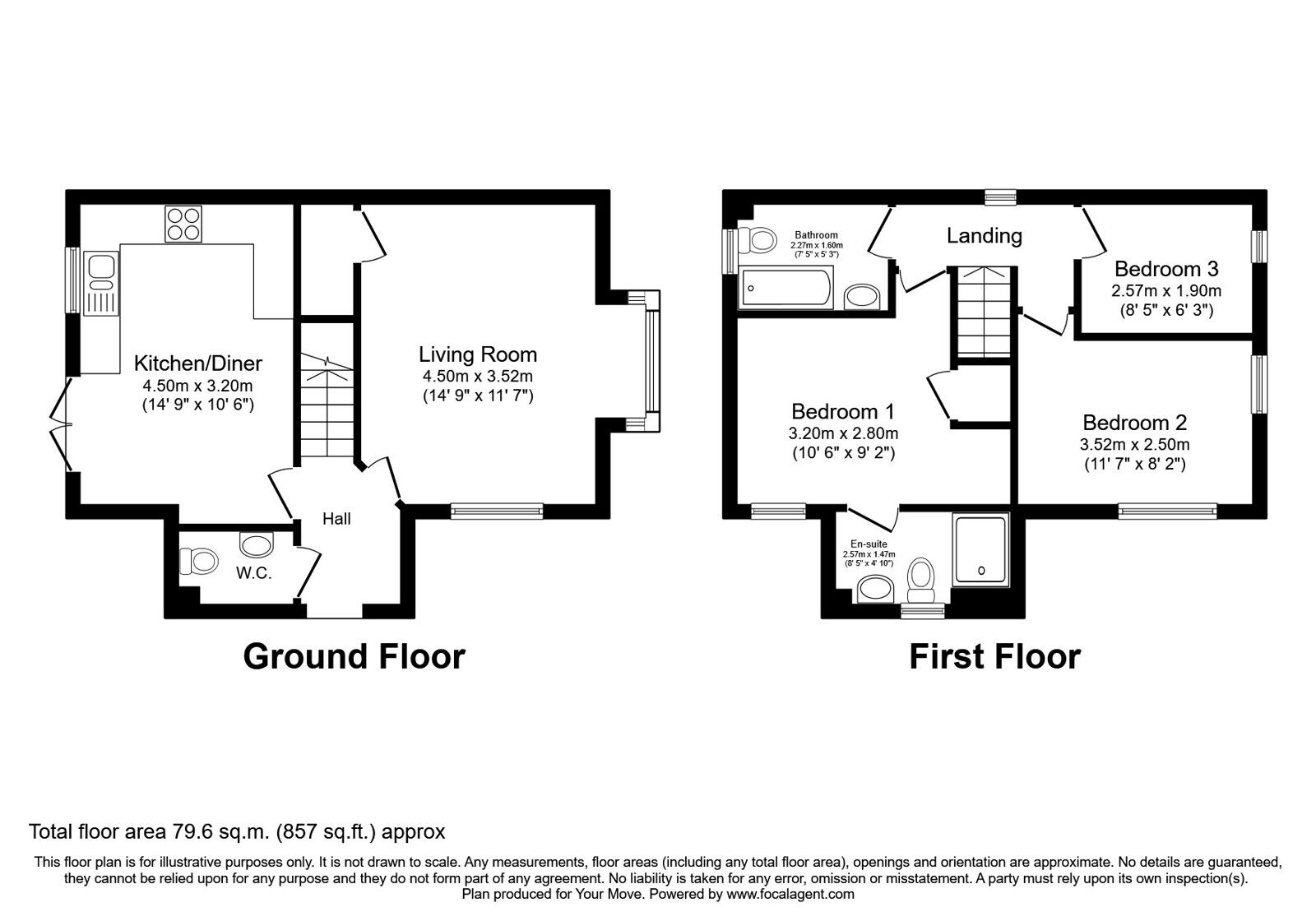 Floorplan of 3 bedroom Detached House for sale, Brelsford Close, Bramcote, Nottingham, NG9