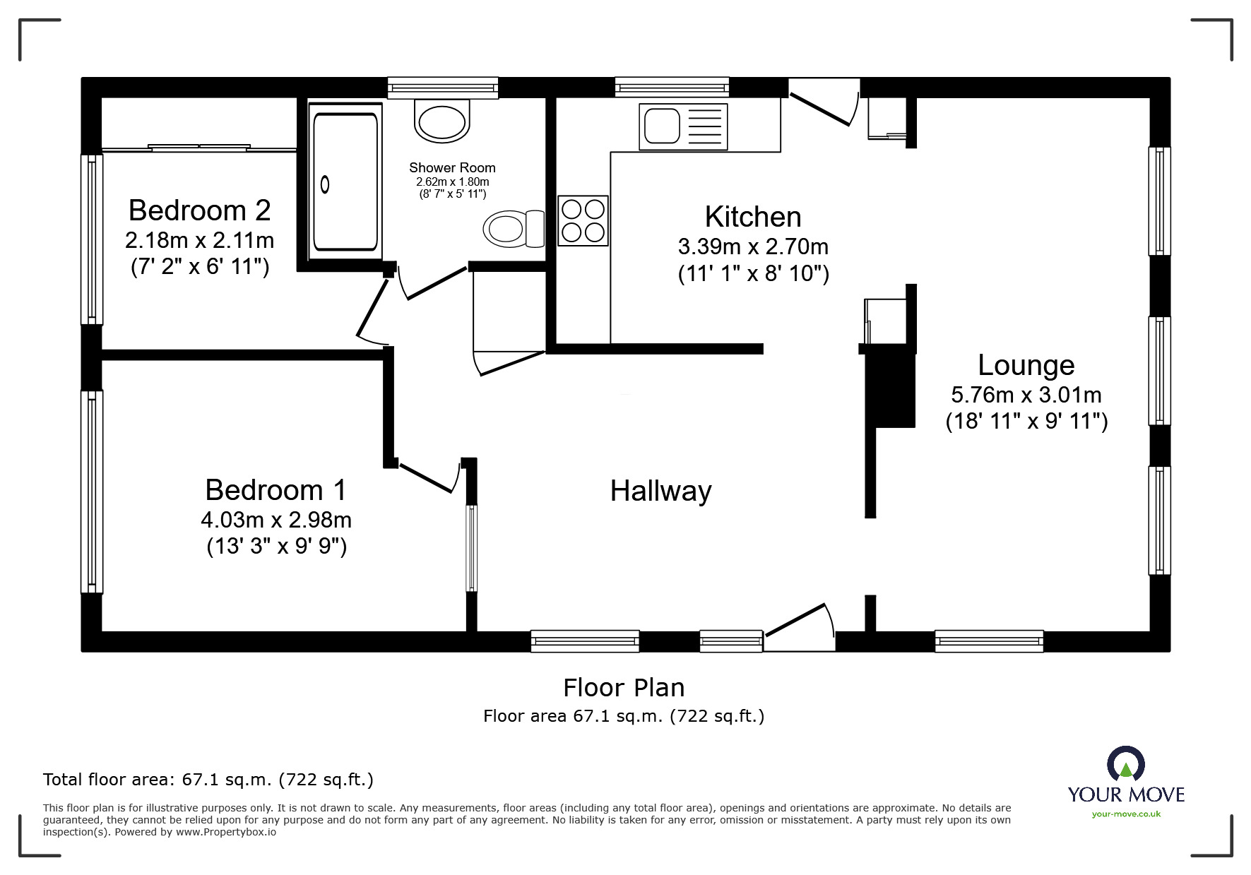 Floorplan of 2 bedroom Detached Bungalow for sale, Brynsmoor Road, Brinsley, Nottinghamshire, NG16