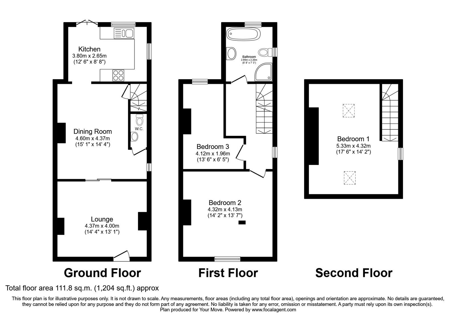 Floorplan of 3 bedroom Semi Detached House to rent, Hassock Lane, Shipley, Derbyshire, DE75