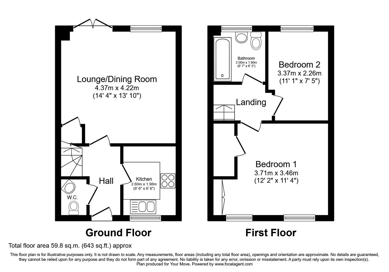 Floorplan of 2 bedroom Mid Terrace House for sale, Dewberry Court, Stenson Fields, Derbyshire, DE24