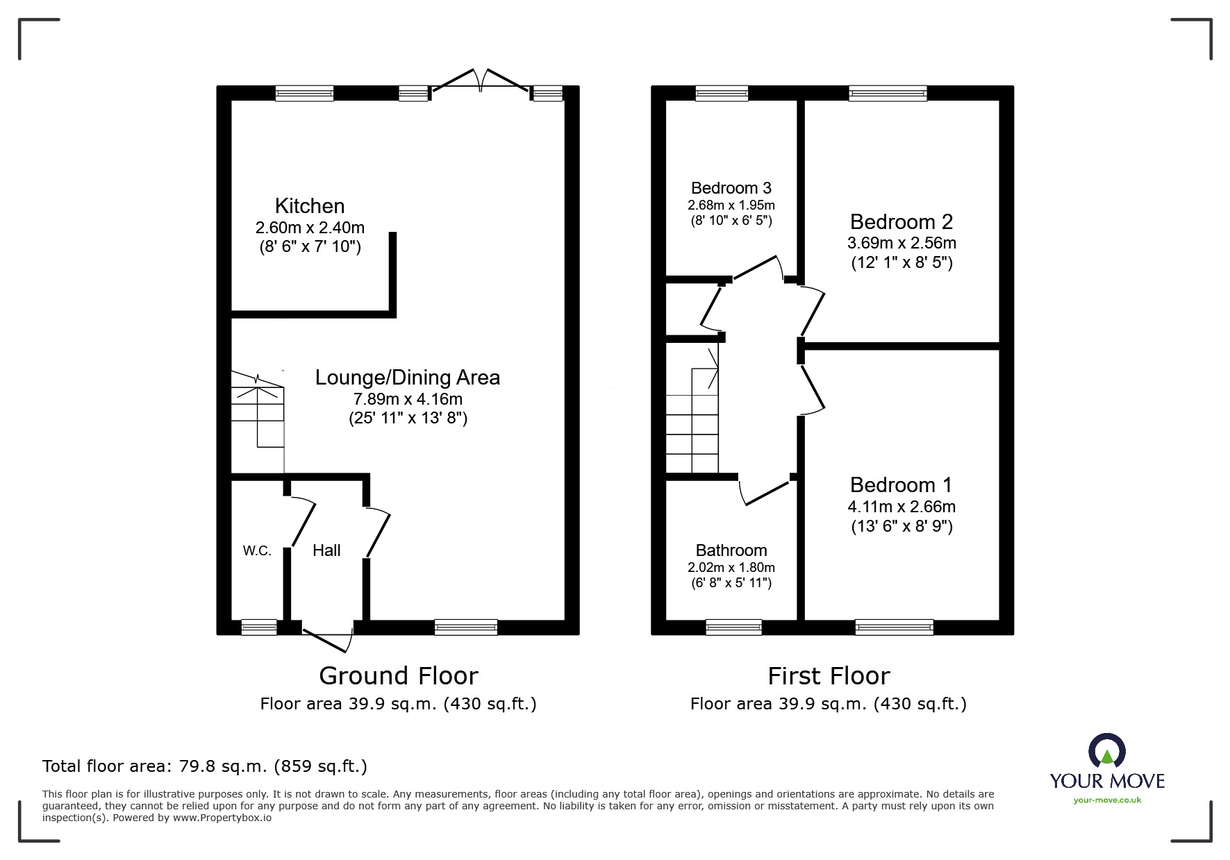 Floorplan of 3 bedroom Semi Detached House to rent, Barclay Court, Ilkeston, Derbyshire, DE7