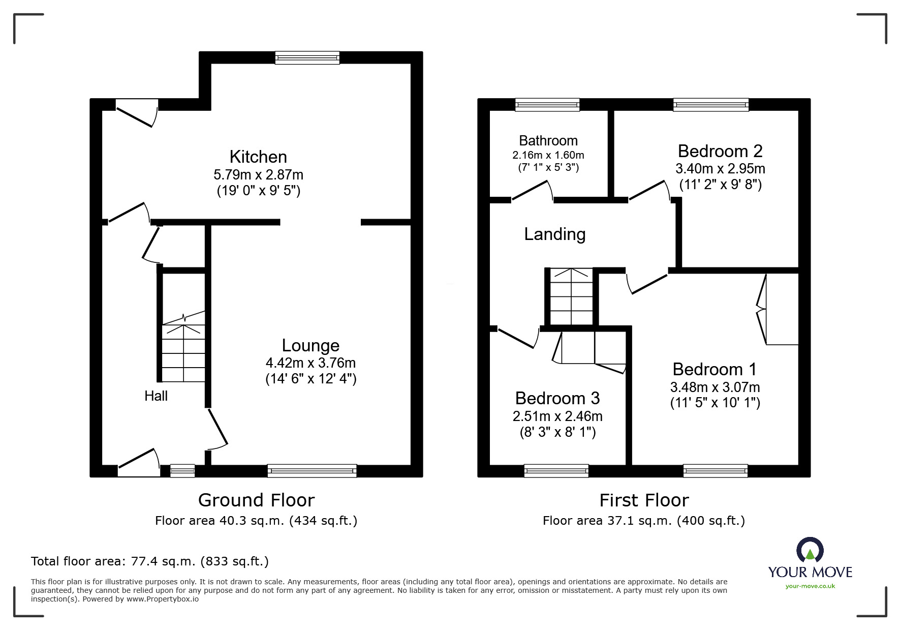Floorplan of 3 bedroom Mid Terrace House to rent, Eaton Avenue, Ilkeston, Derbyshire, DE7