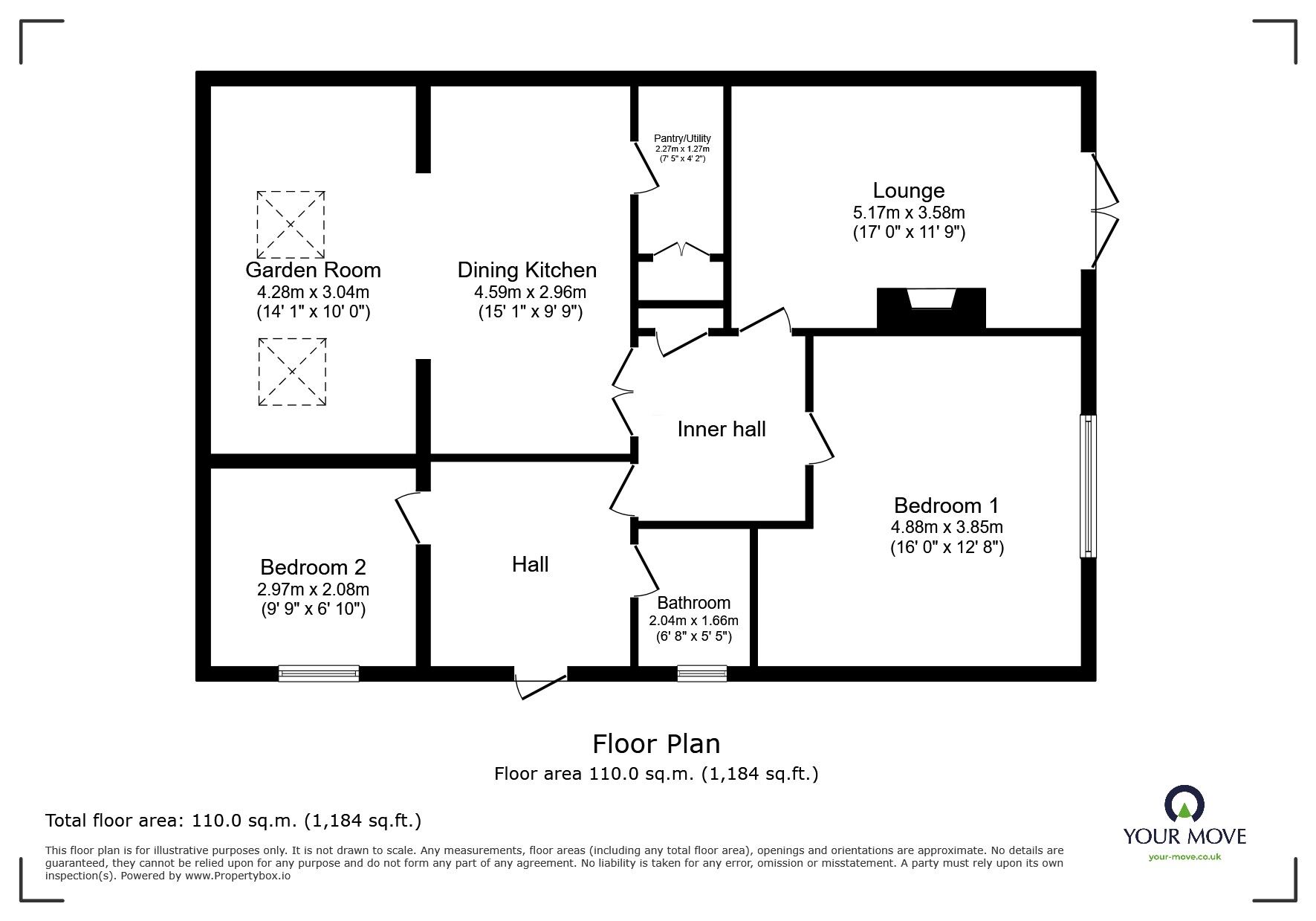 Floorplan of 2 bedroom Detached Bungalow for sale, Grenville Drive, Ilkeston, Derbyshire, DE7