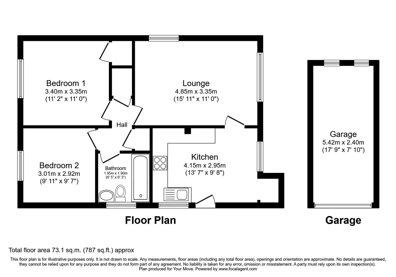 Floorplan of 2 bedroom Detached Bungalow for sale, Farm Close, Ilkeston, Derbyshire, DE7