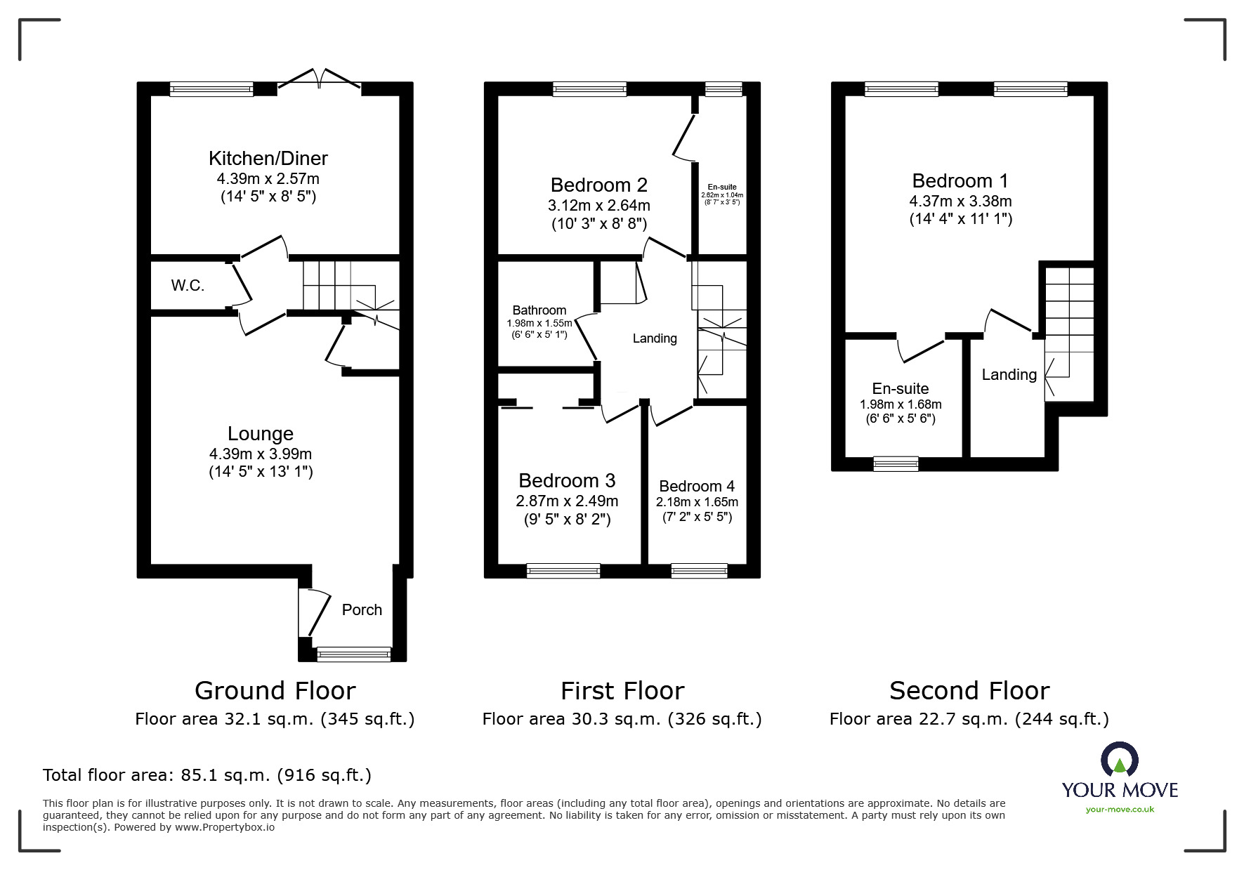 Floorplan of 4 bedroom Semi Detached House to rent, Marsh Drive, Awsworth, Derbyshire, NG16