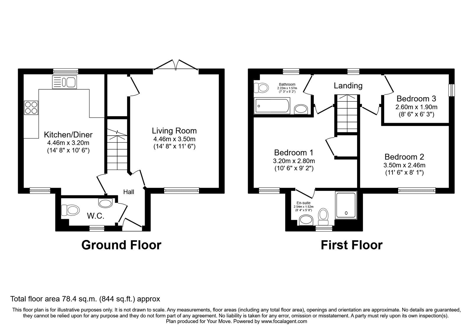 Floorplan of 3 bedroom Semi Detached House for sale, Brelsford Close, Bramcote, Nottinghamshire, NG9