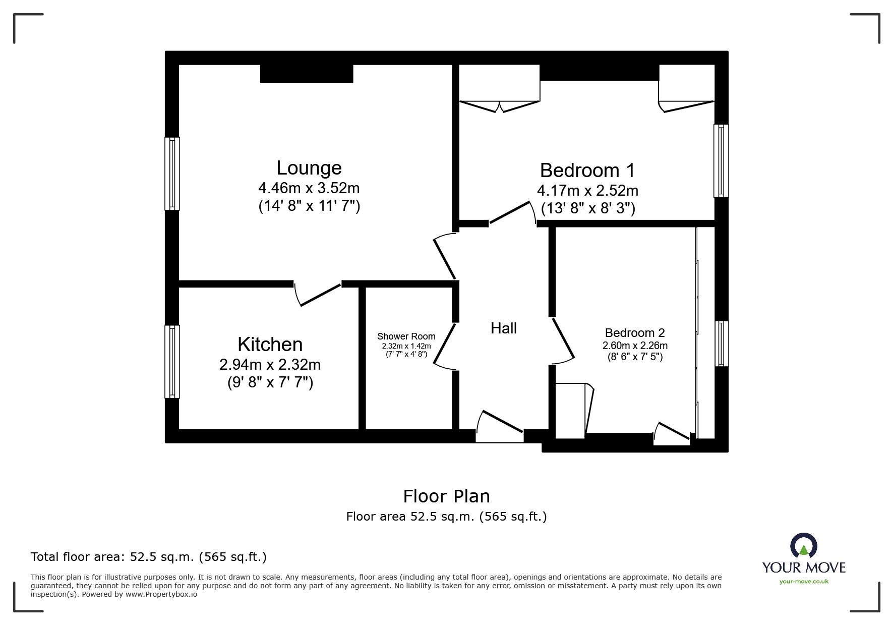 Floorplan of 2 bedroom Flat for sale, Nesfield Road, Ilkeston, Derbyshire, DE7