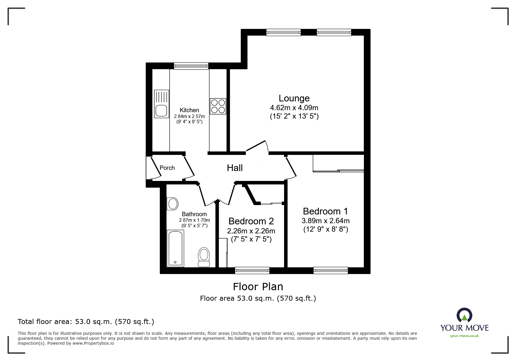 Floorplan of 2 bedroom Flat for sale, Palmerston Road, Ilkeston, Derbyshire, DE7