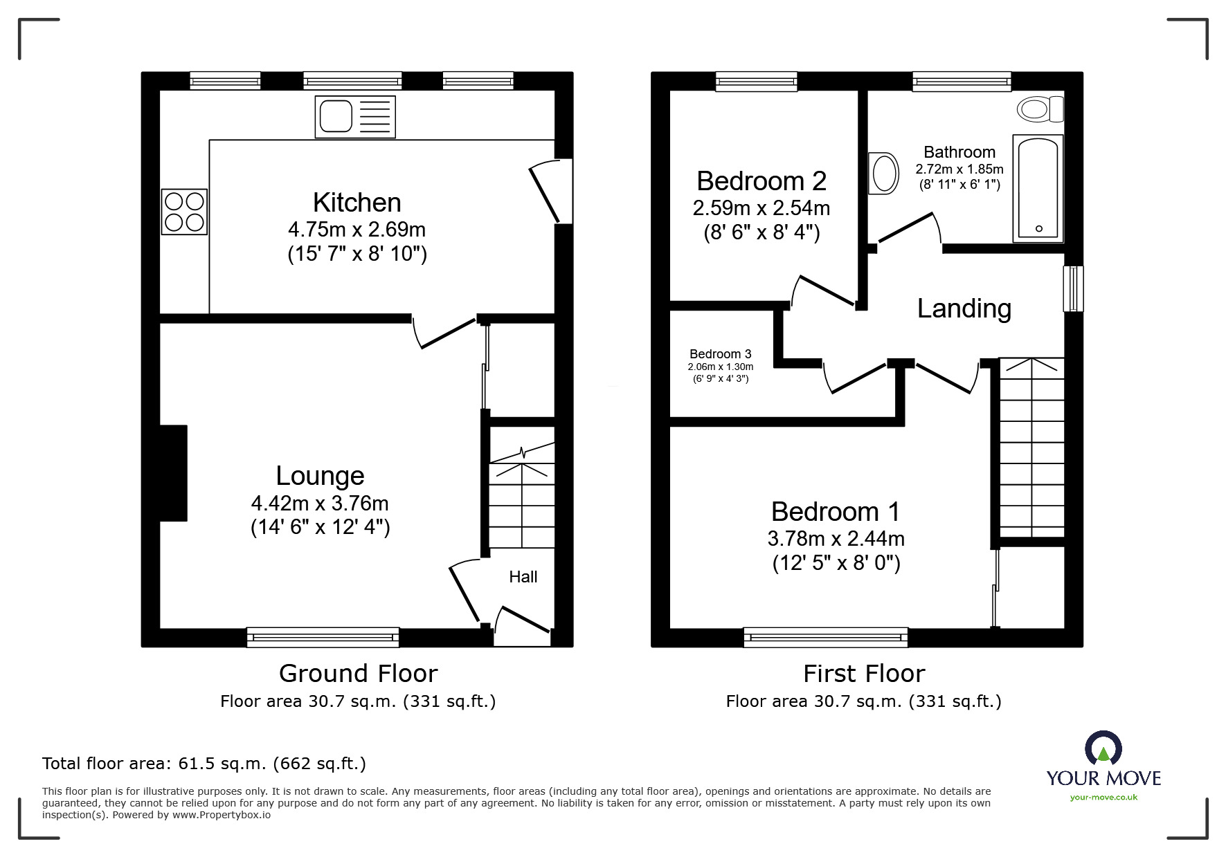 Floorplan of 2 bedroom End Terrace House for sale, Boweswell Road, Ilkeston, Derbyshire, DE7