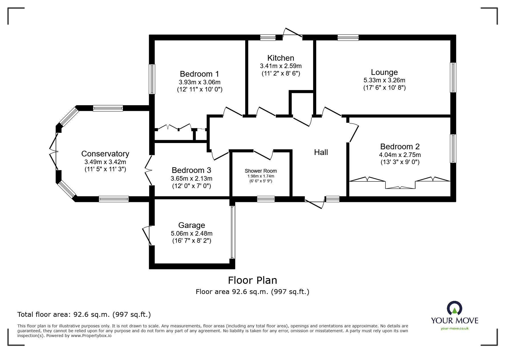 Floorplan of 3 bedroom Detached Bungalow for sale, Fiskerton Way, Oakwood, Derbyshire, DE21
