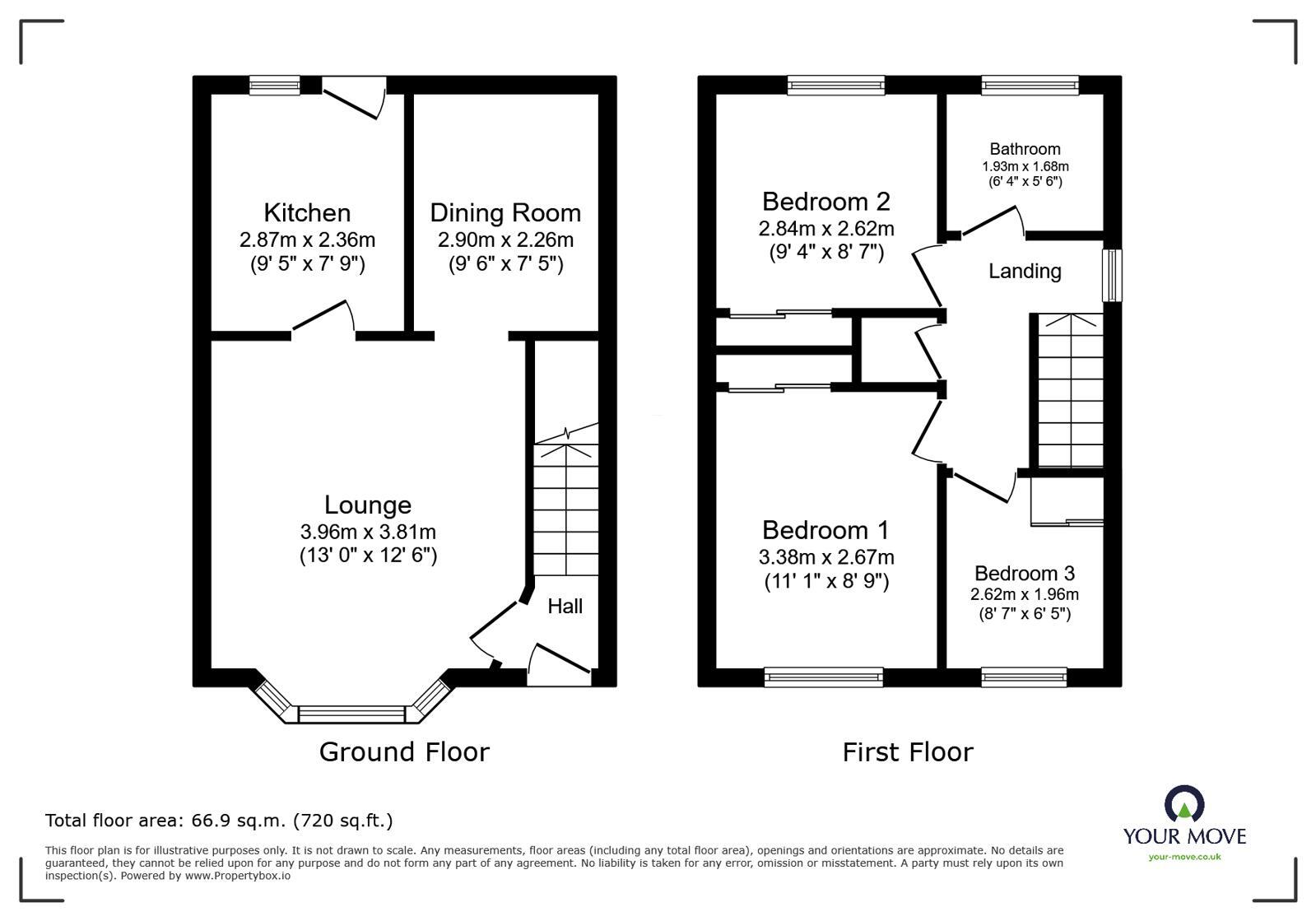 Floorplan of 3 bedroom Detached House to rent, Haddon Close, West Hallam, Derbyshire, DE7
