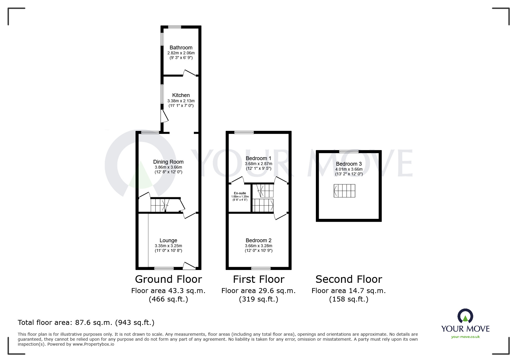 Floorplan of 3 bedroom Mid Terrace House to rent, Mayfield Street, Kirkby-in-Ashfield, Nottinghamshire, NG17