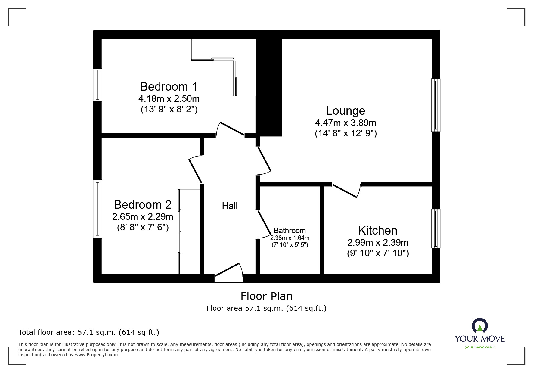 Floorplan of 2 bedroom Flat for sale, Nesfield Road, Ilkeston, Derbyshire, DE7