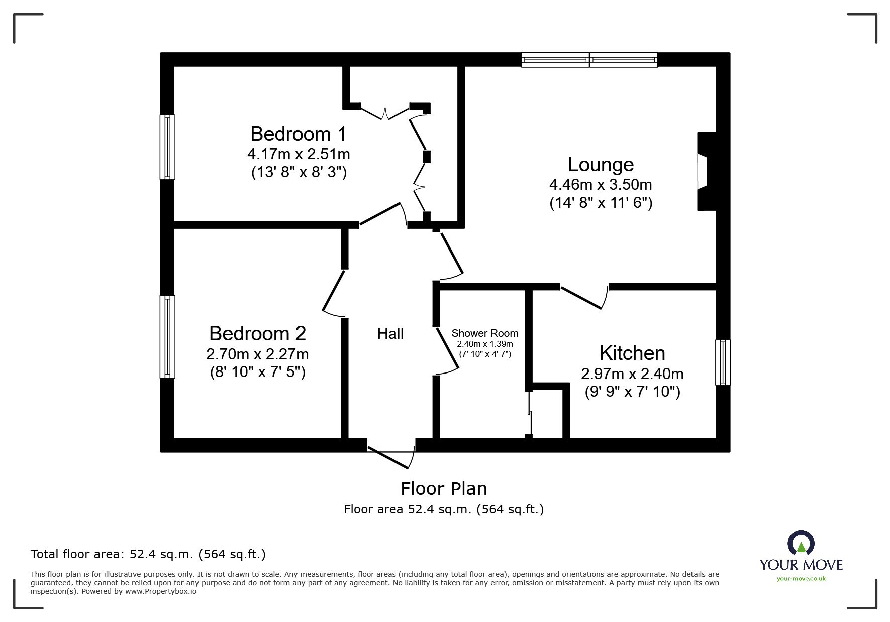 Floorplan of 2 bedroom Flat for sale, Nesfield Road, Ilkeston, Derbyshire, DE7