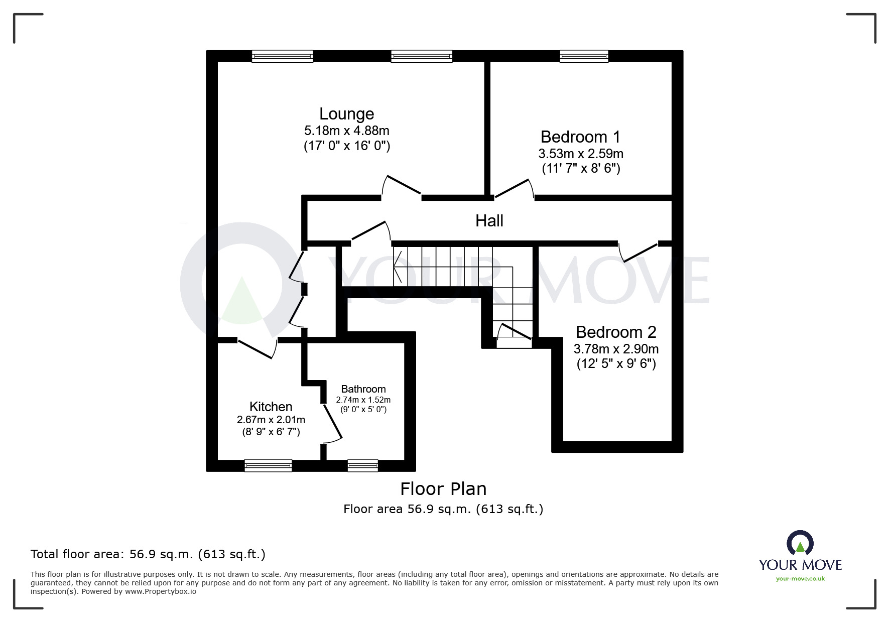 Floorplan of 2 bedroom Flat to rent, Portland Street, Kirkby-in-Ashfield, Nottinghamshire, NG17