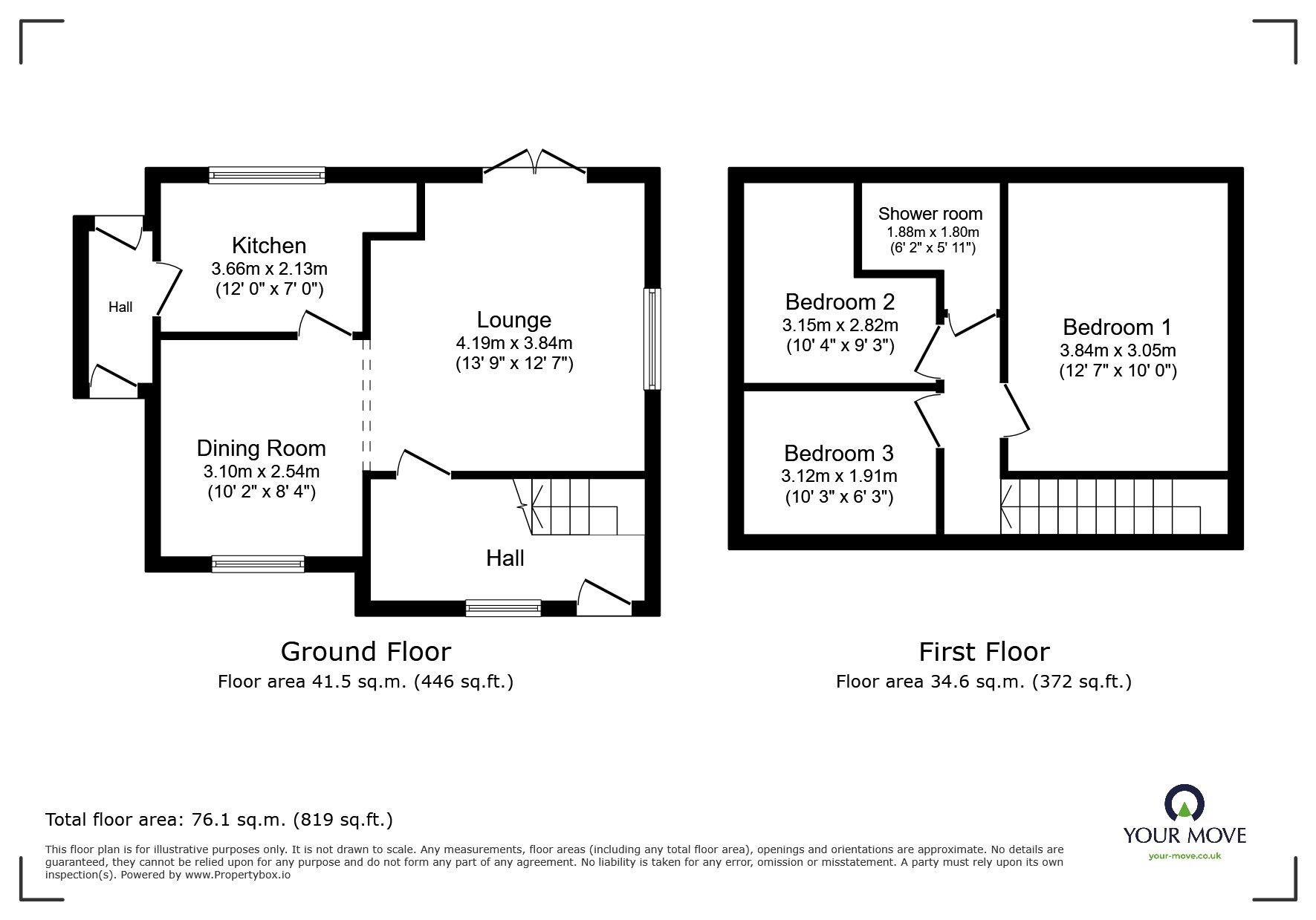 Floorplan of 3 bedroom Detached House for sale, Ladywood Road, Kirk Hallam, Derbyshire, DE7