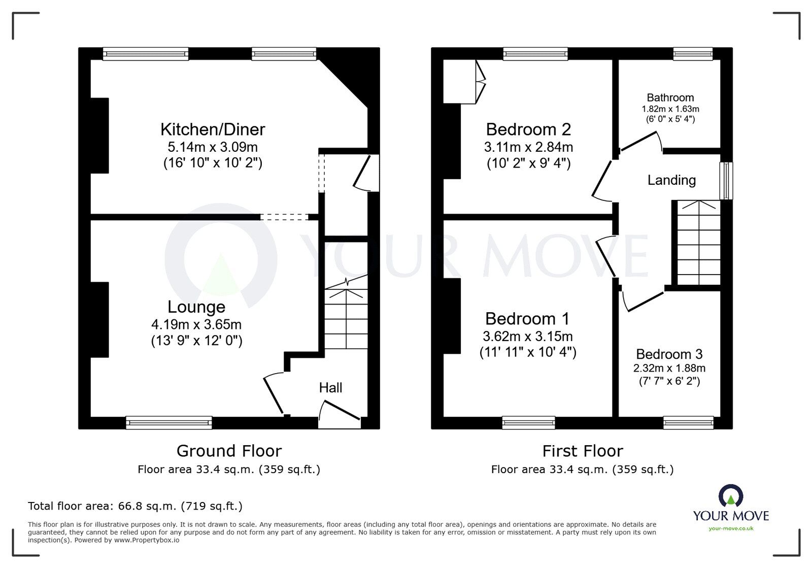 Floorplan of 3 bedroom Semi Detached House to rent, Banks Avenue, Kirkby-in-Ashfield, Nottinghamshire, NG17