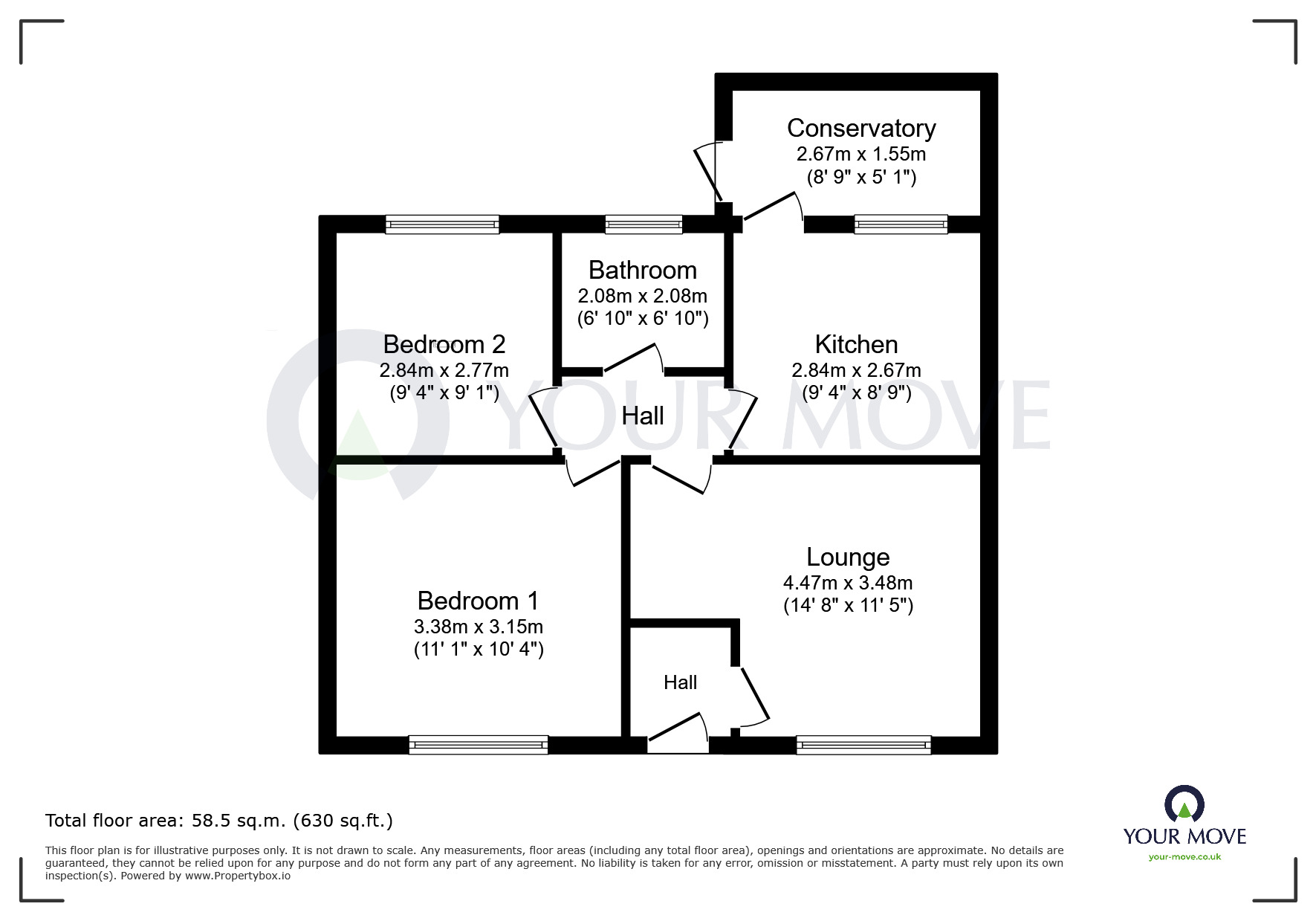 Floorplan of 2 bedroom Detached Bungalow to rent, Derby Road, Kirkby-in-Ashfield, Nottinghamshire, NG17