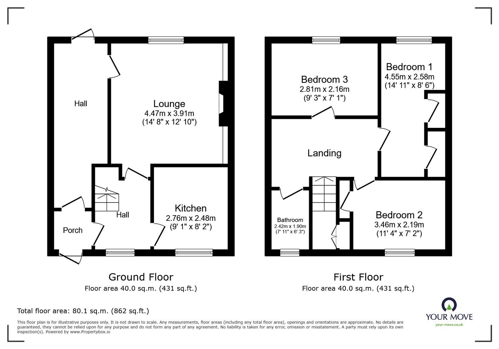 Floorplan of 3 bedroom End Terrace House for sale, Godfrey Drive, Ilkeston, Derbyshire, DE7