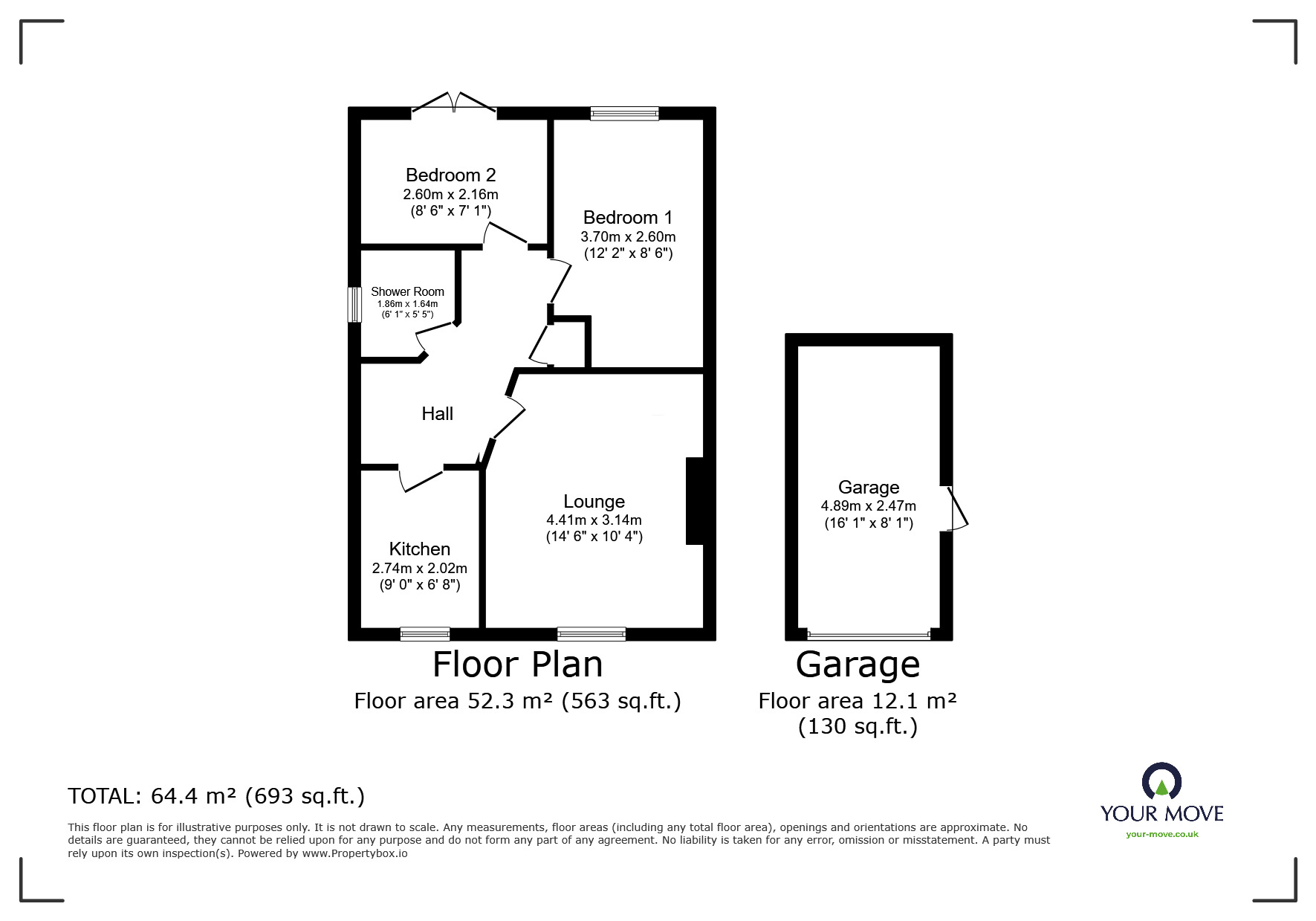Floorplan of 2 bedroom Detached Bungalow for sale, Darley Drive, West Hallam, Derbyshire, DE7