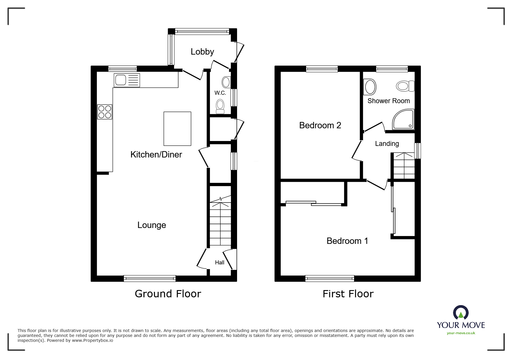 Floorplan of 2 bedroom Semi Detached House for sale, Spinney Road, Ilkeston, Derbyshire, DE7