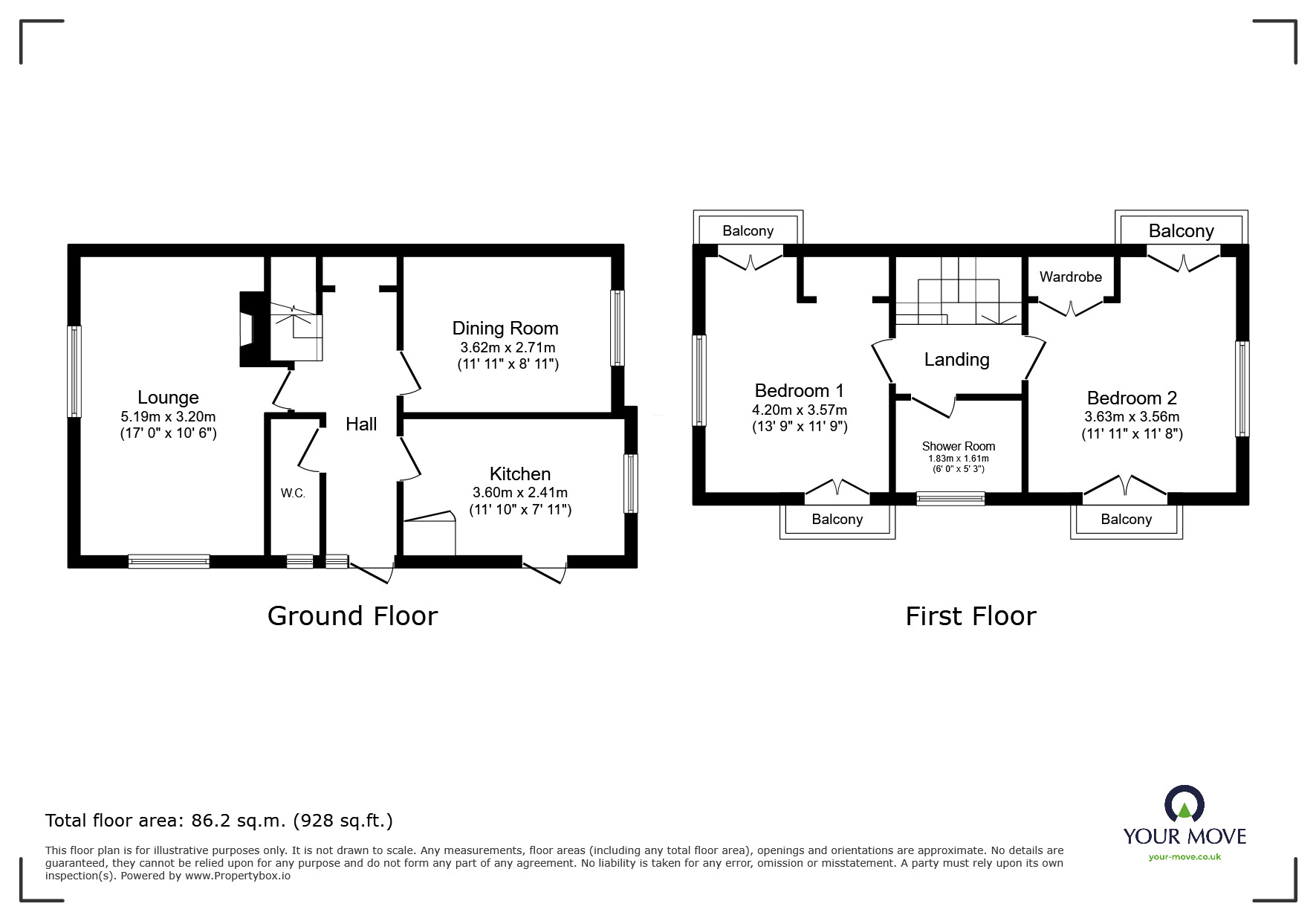 Floorplan of 2 bedroom Detached House for sale, Oakridge, Chaddesden, Derbyshire, DE21