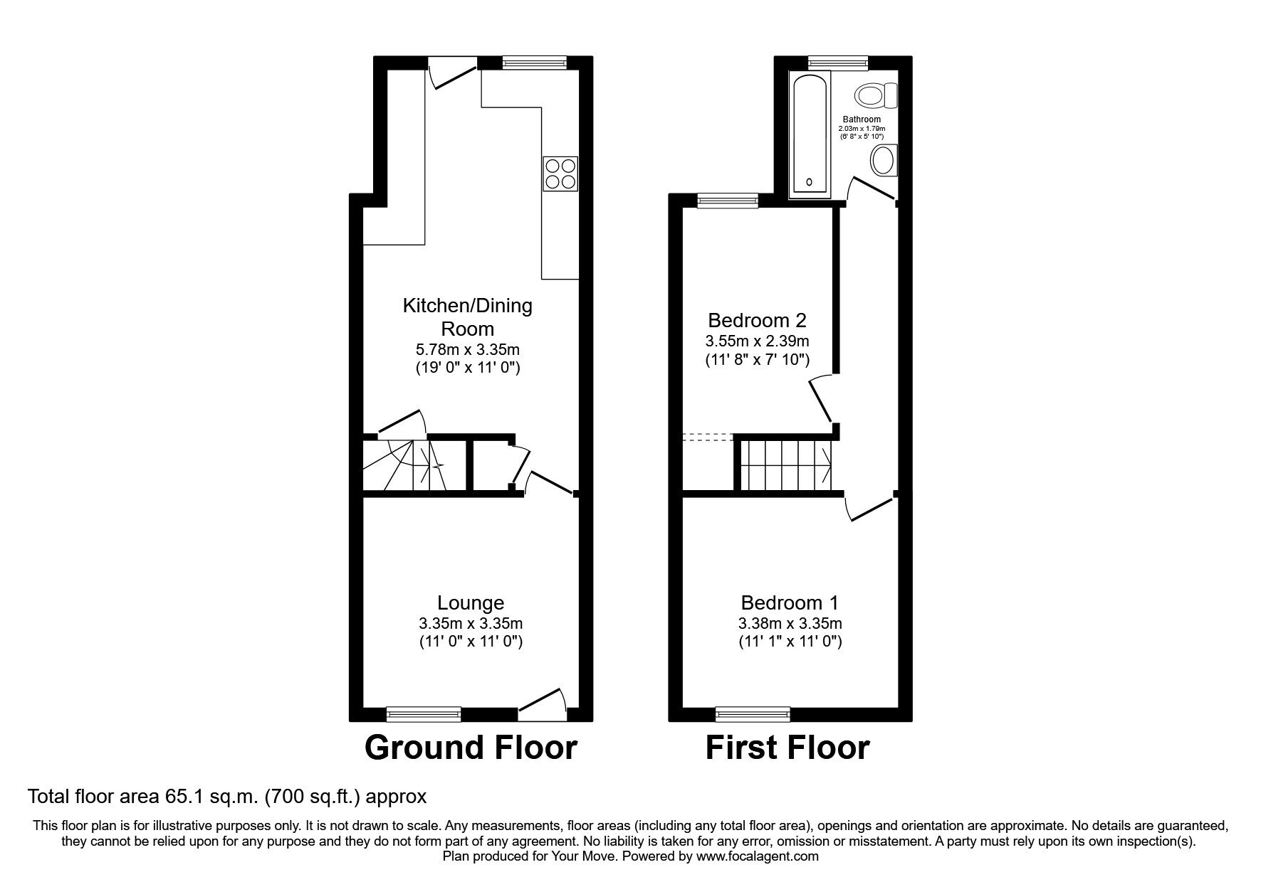 Floorplan of 2 bedroom Mid Terrace House for sale, Baker Road, Giltbrook, Nottinghamshire, NG16