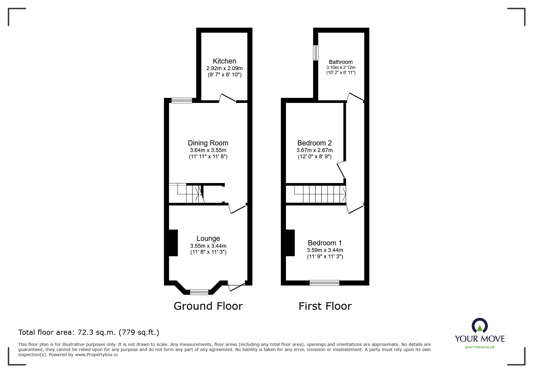 Floorplan of 2 bedroom Mid Terrace House for sale, North Street, Langley Mill, Derbyshire, NG16