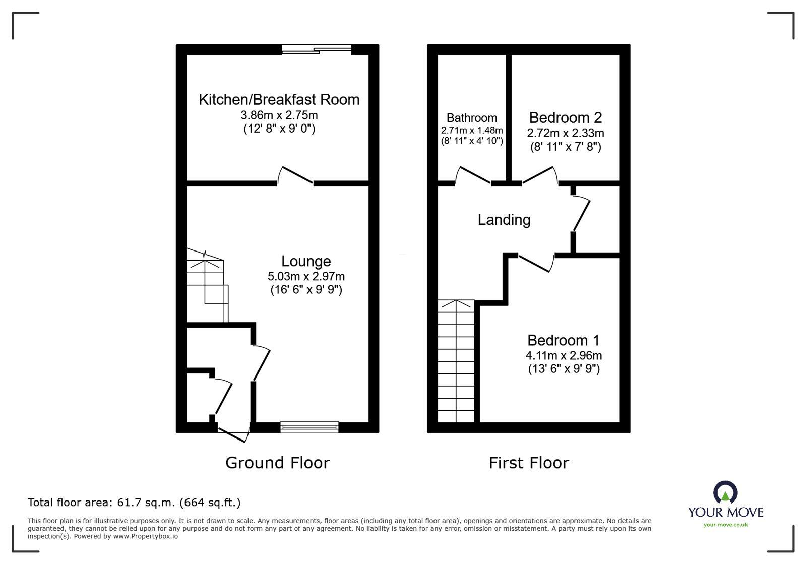Floorplan of 2 bedroom Semi Detached House for sale, Trent Road, Beeston, Nottinghamshire, NG9