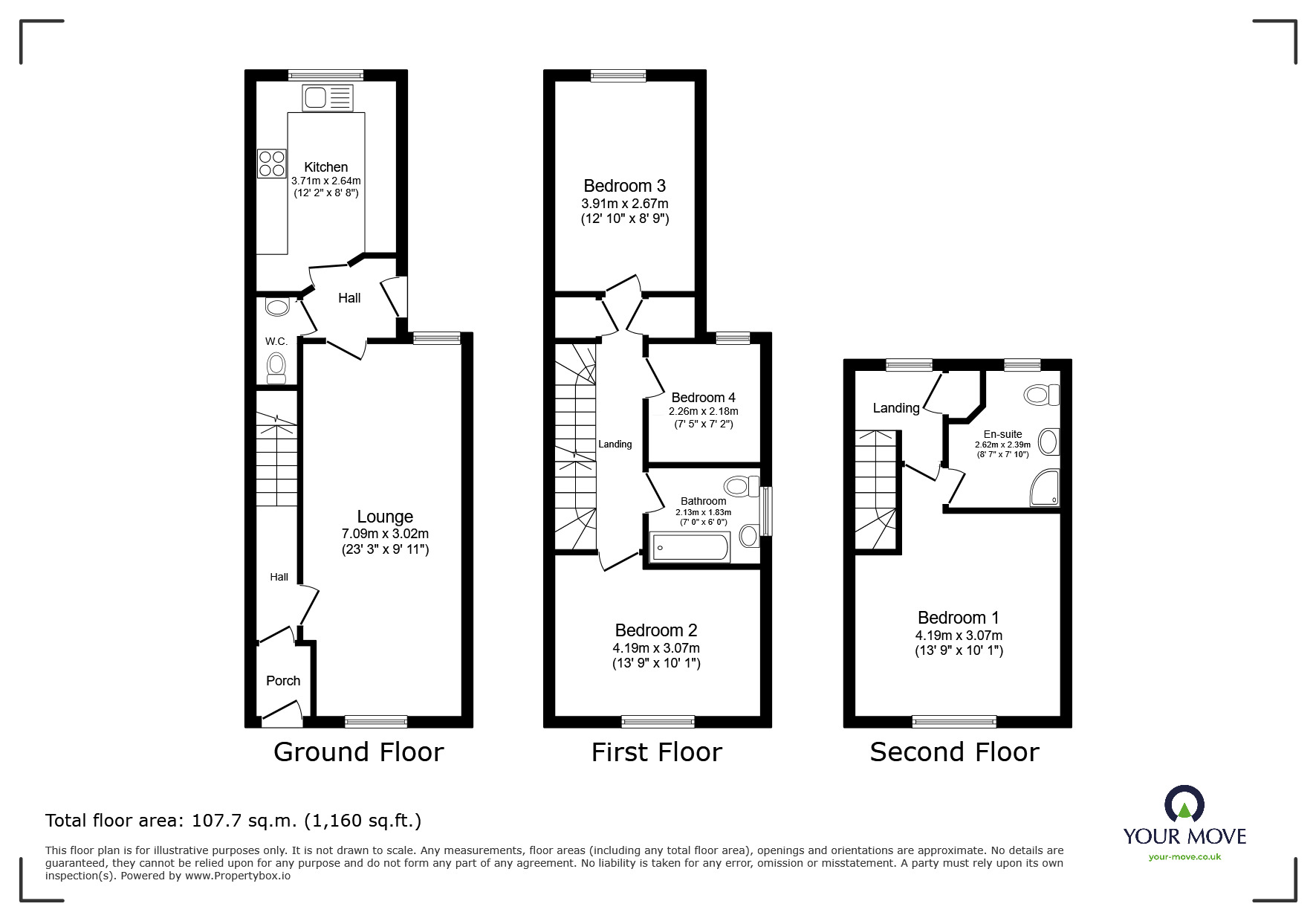 Floorplan of 4 bedroom End Terrace House for sale, Lucknow Drive, Sutton-in-Ashfield, Nottinghamshire, NG17
