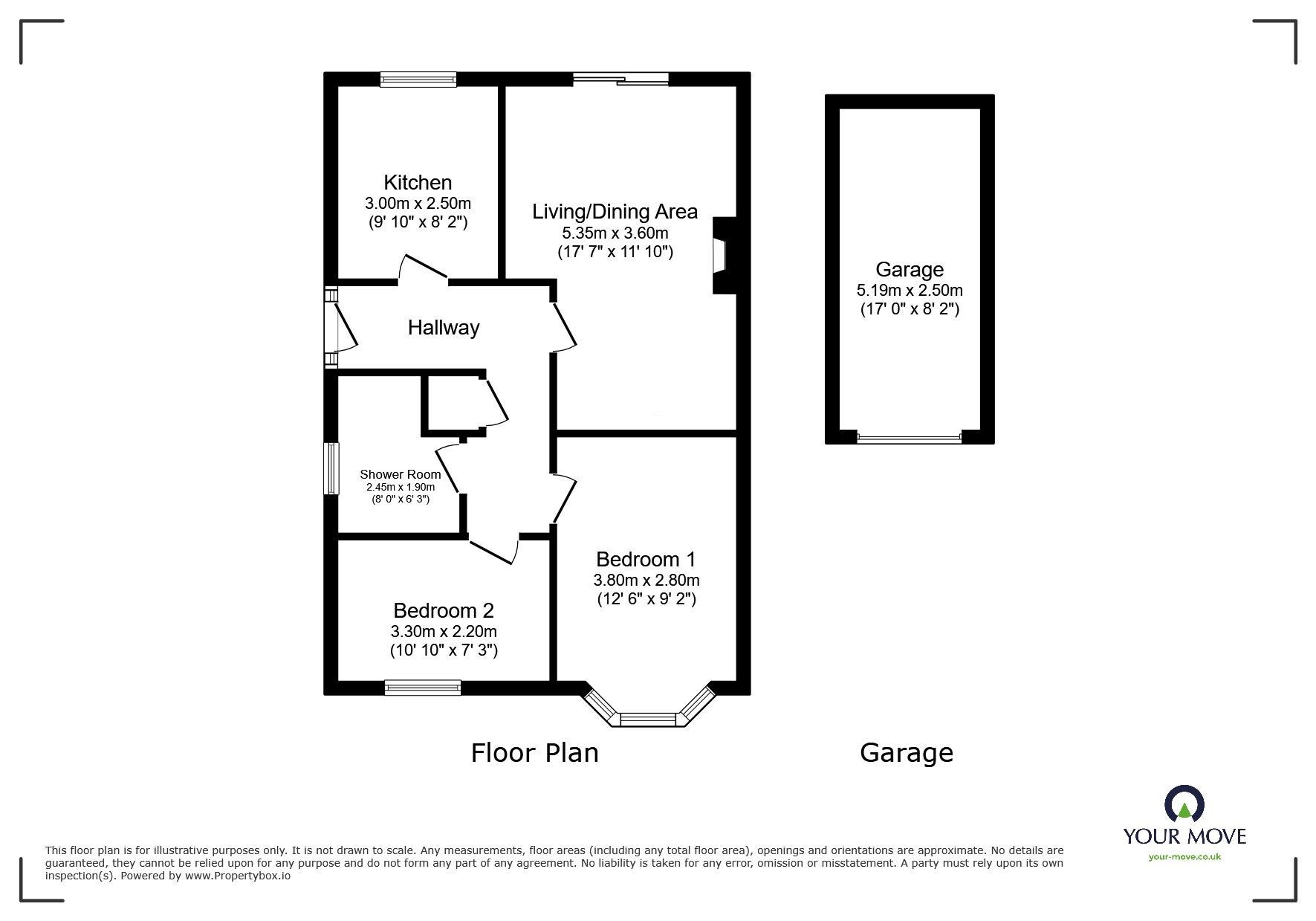 Floorplan of 2 bedroom Detached Bungalow for sale, Glendon Street, Stanley Common, Derbyshire, DE7