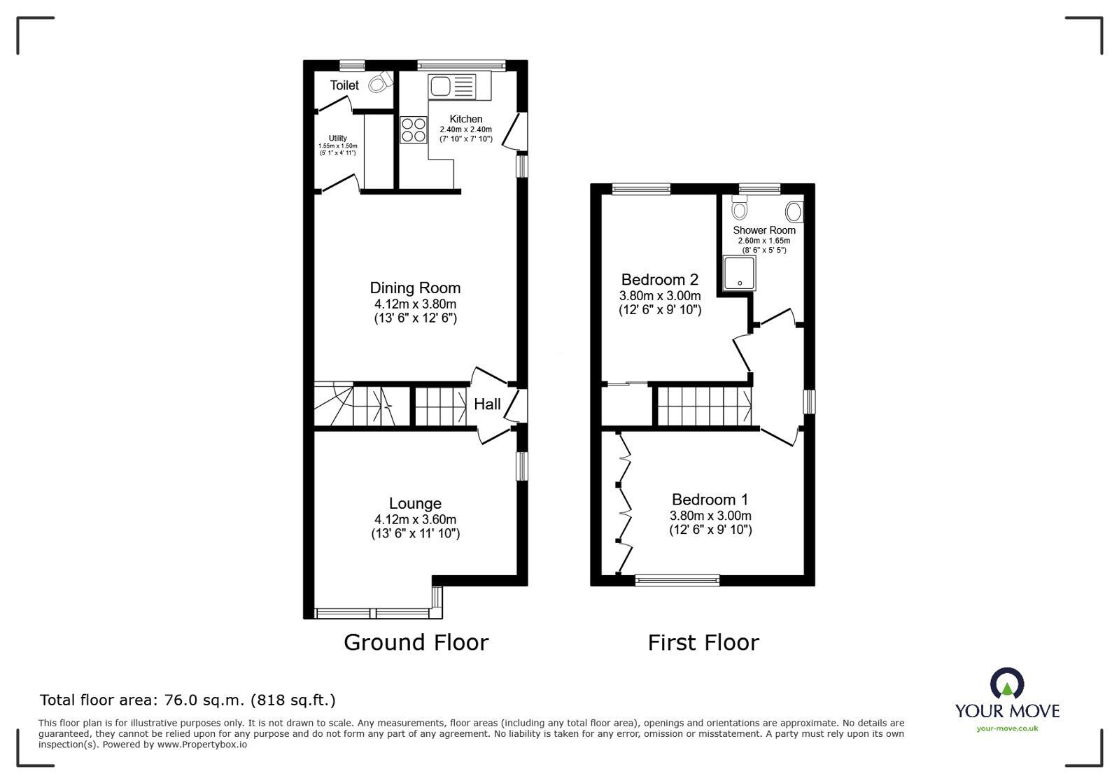 Floorplan of 2 bedroom Semi Detached House for sale, Doris Road, Ilkeston, Derbyshire, DE7