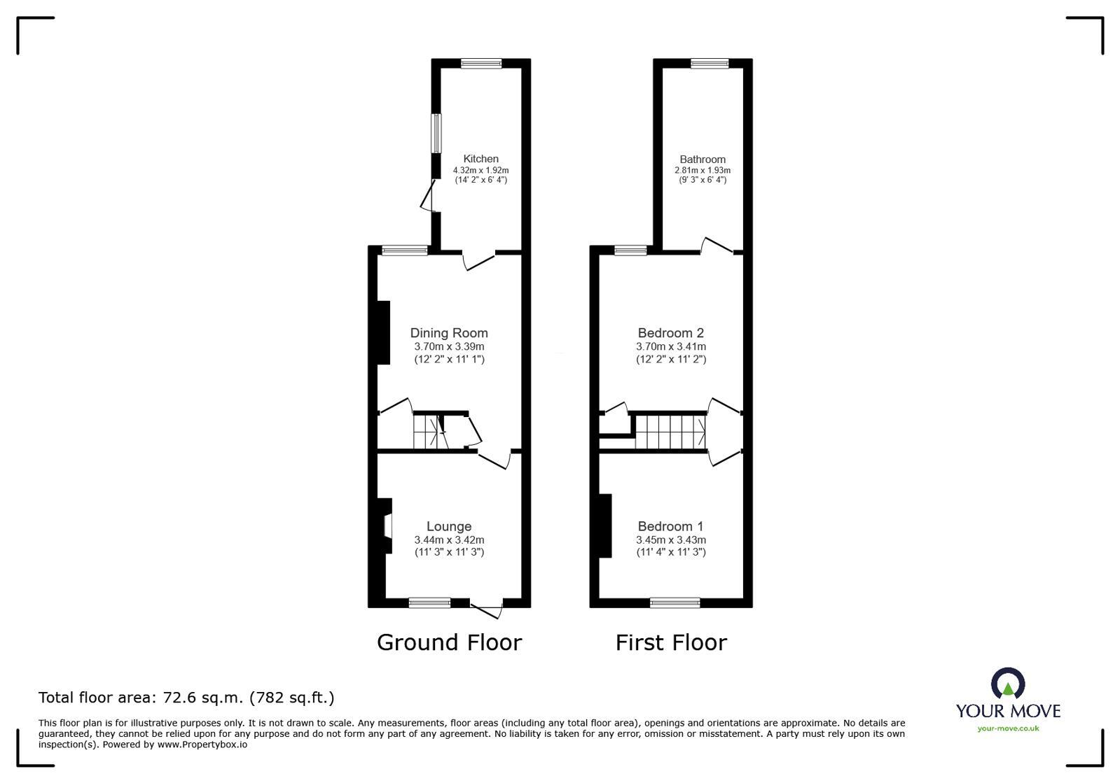 Floorplan of 2 bedroom Mid Terrace House for sale, Manchester Street, Derby, Derbyshire, DE22