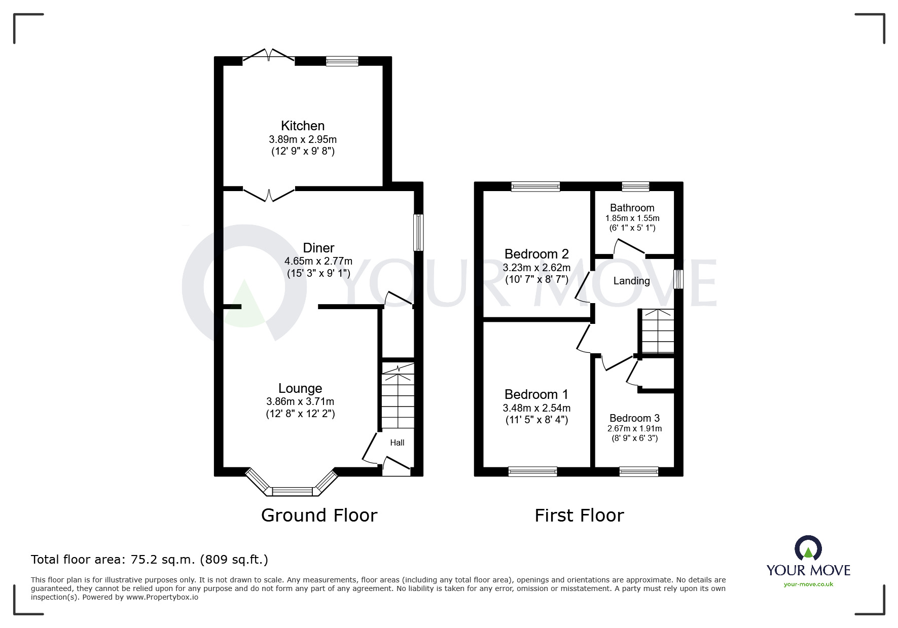 Floorplan of 3 bedroom Semi Detached House to rent, Scotswood Road, Mansfield Woodhouse, Nottinghamshire, NG19