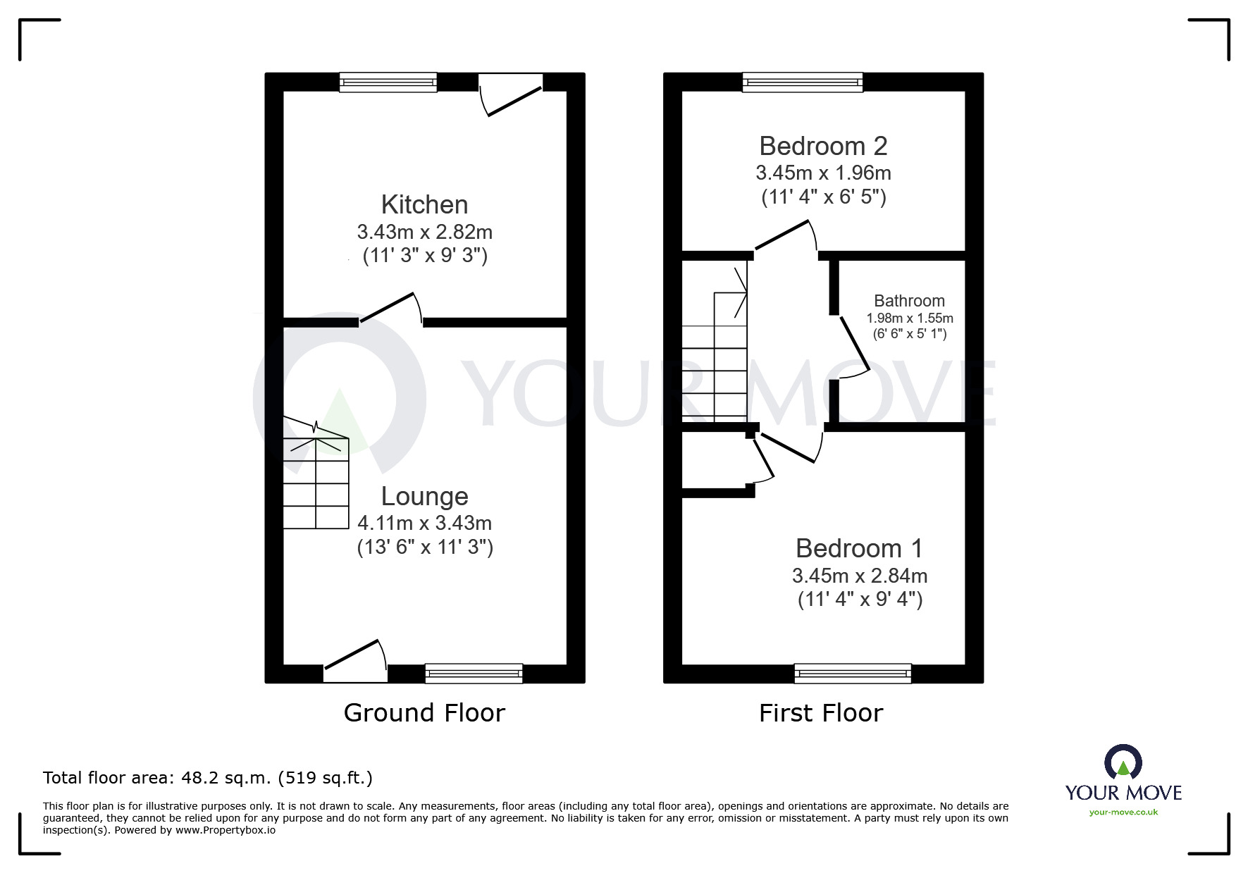Floorplan of 2 bedroom Semi Detached House to rent, Bowne Street, Sutton-in-Ashfield, Nottinghamshire, NG17