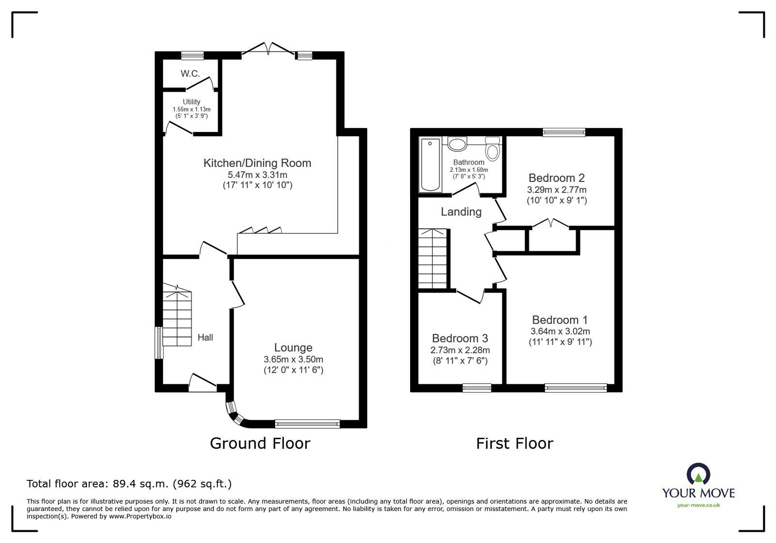Floorplan of 3 bedroom Semi Detached House for sale, Langley Avenue, Ilkeston, Derbyshire, DE7