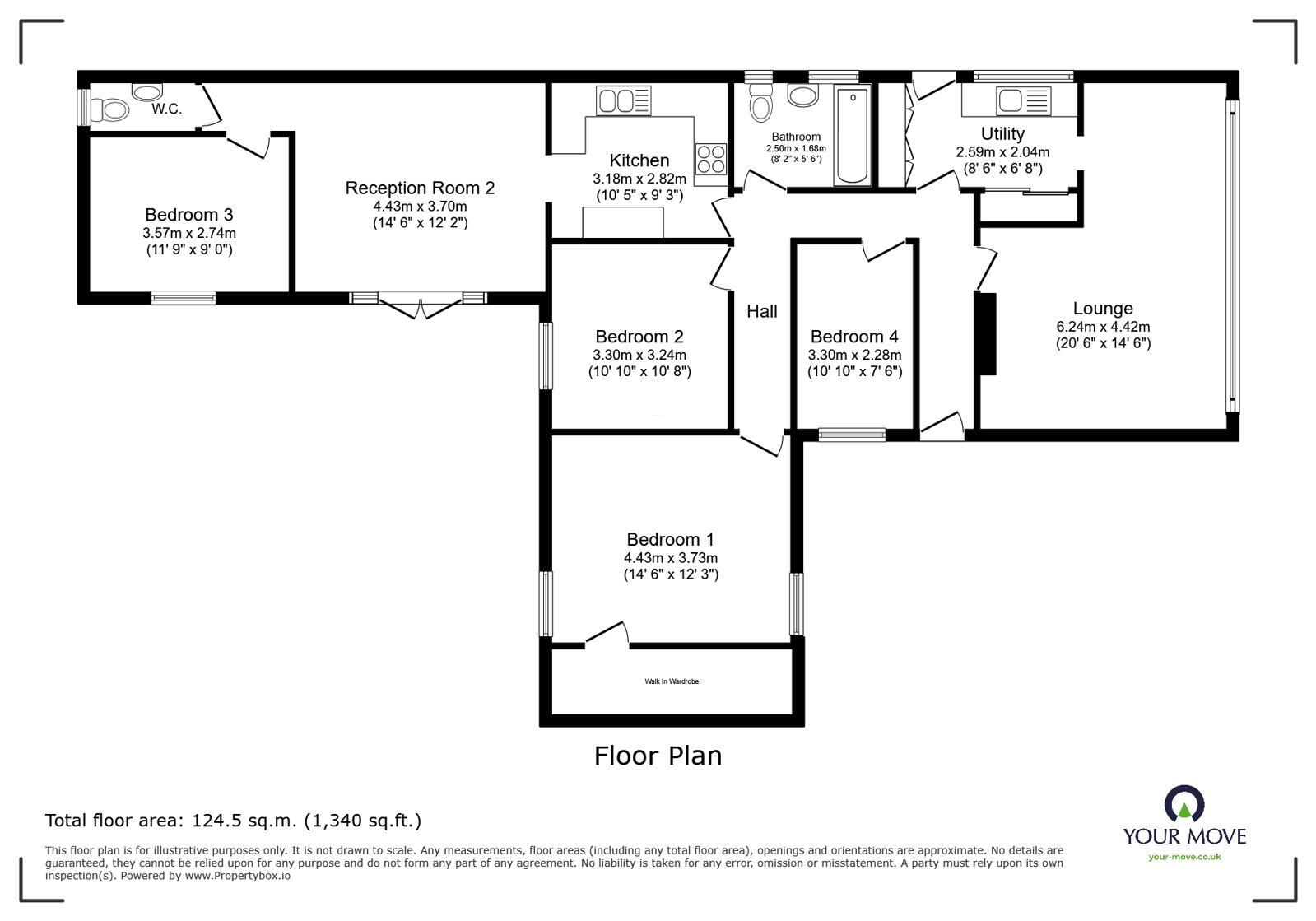 Floorplan of 4 bedroom Detached Bungalow for sale, Gorse Close, Newthorpe, Nottinghamshire, NG16