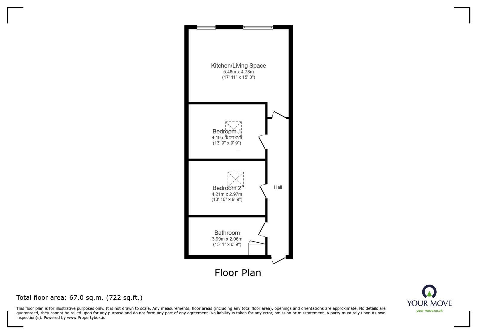 Floorplan of 2 bedroom Flat for sale, South Street, Ilkeston, Derbyshire, DE7