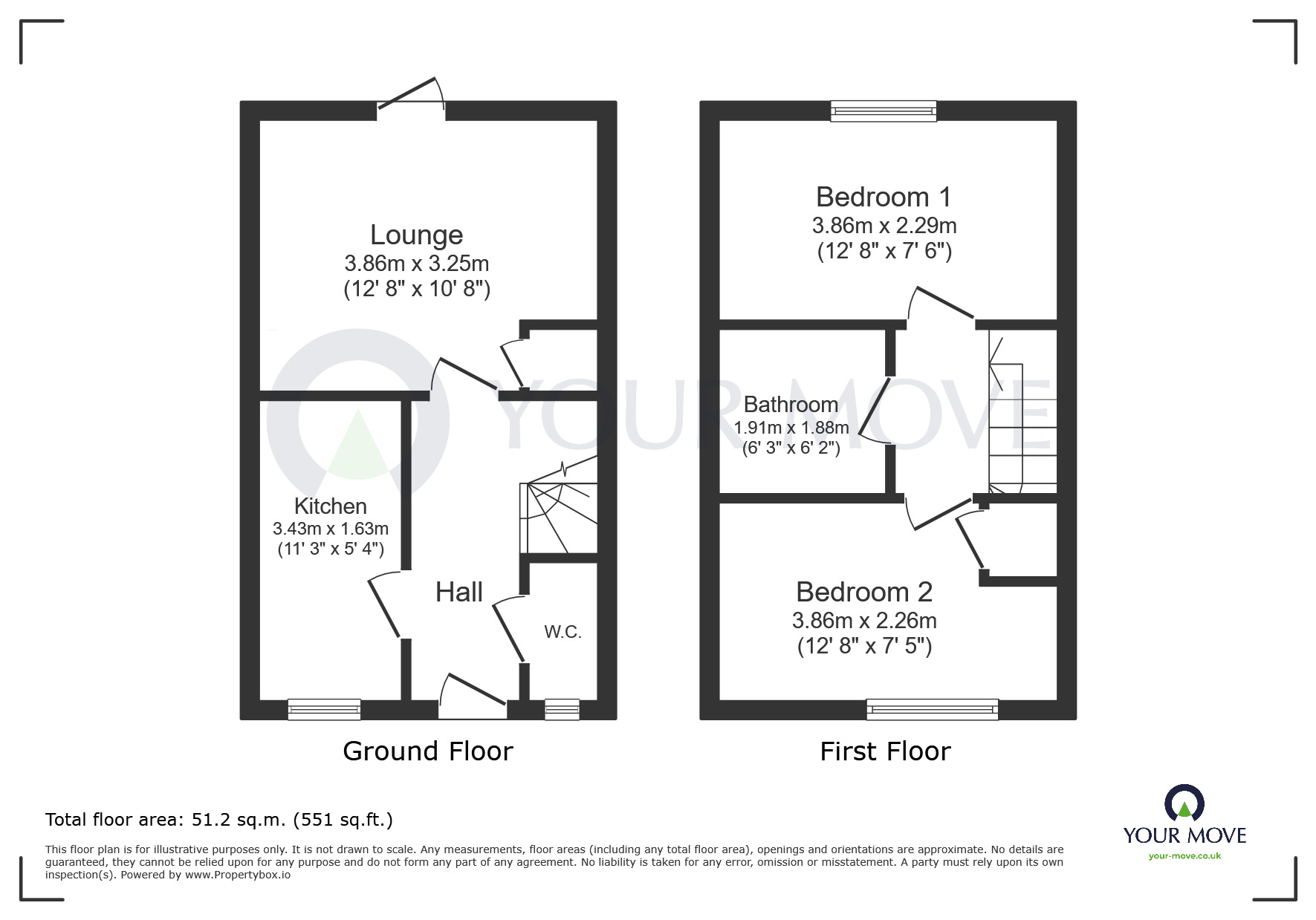 Floorplan of 2 bedroom End Terrace House to rent, Ploughmans Grove, Huthwaite, Nottinghamshire, NG17