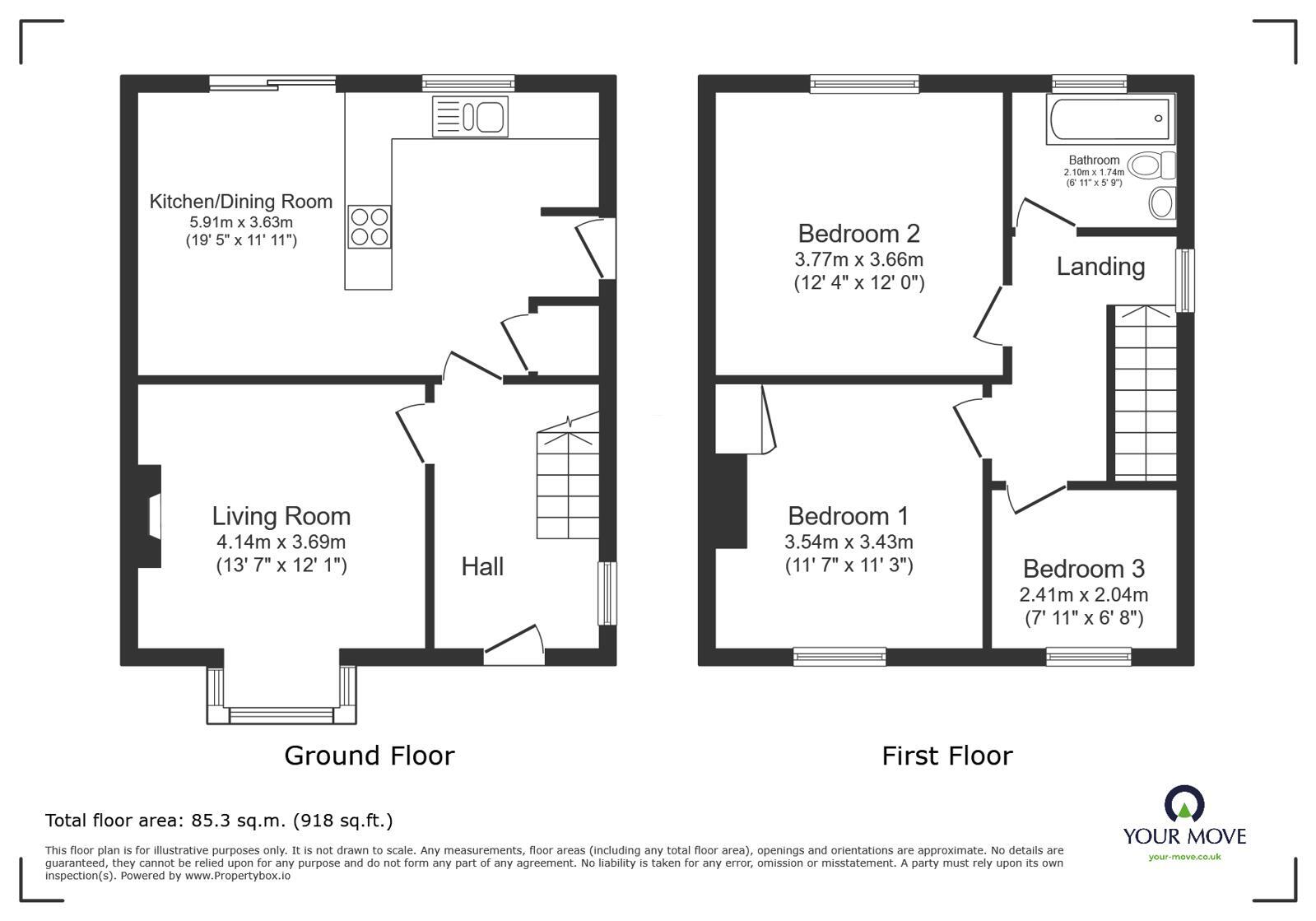 Floorplan of 3 bedroom Semi Detached House for sale, Stainsby Avenue, Heanor, Derbyshire, DE75